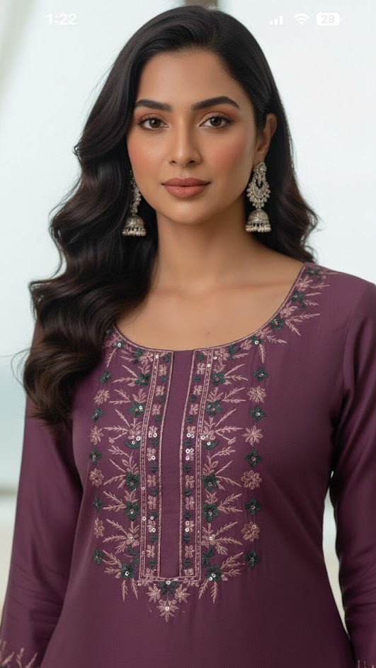 Plum Forest Embroidered Suit