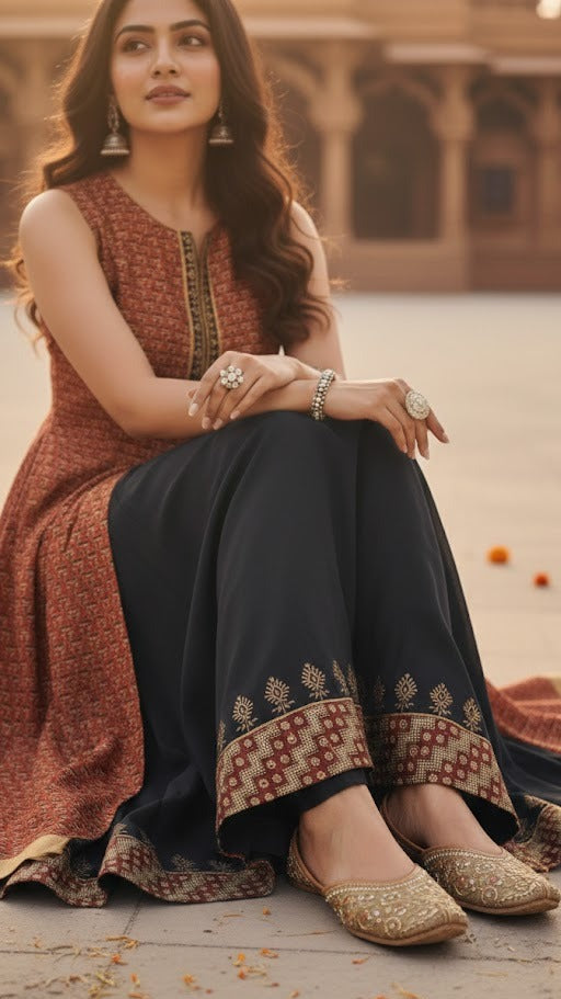 Kalamkari Front Slit Anarkali