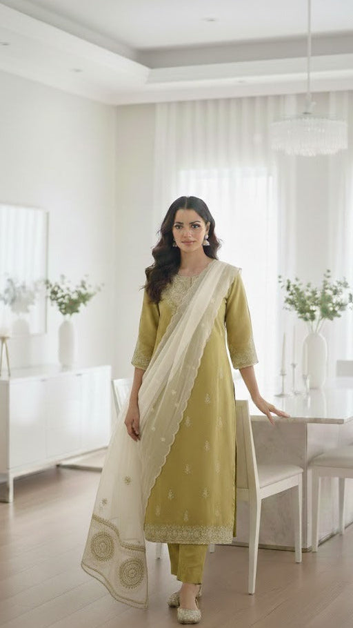 Olive Pearl Elegance Suit