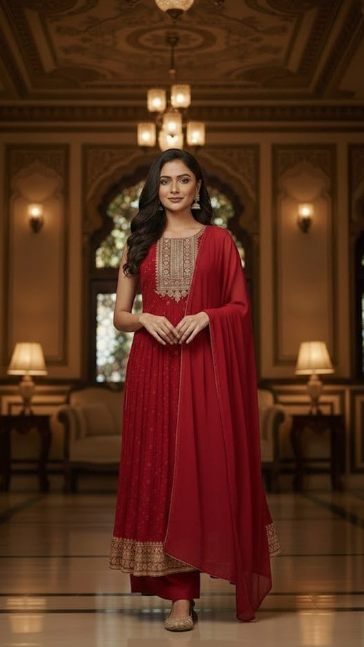Maroon Nyra Cut Anarkali