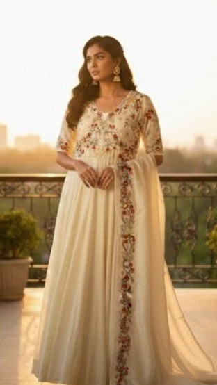 White Pearl & Flower Gown