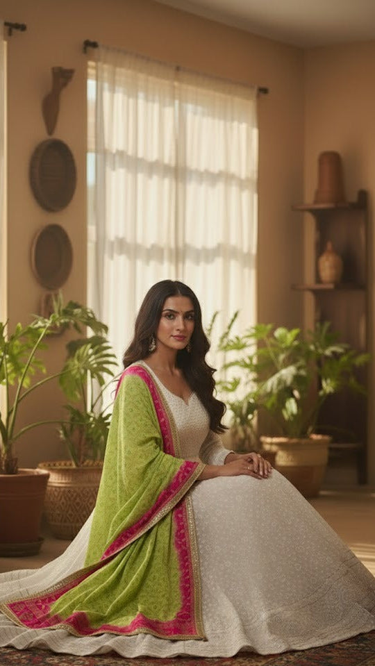 White Chikankari Gown