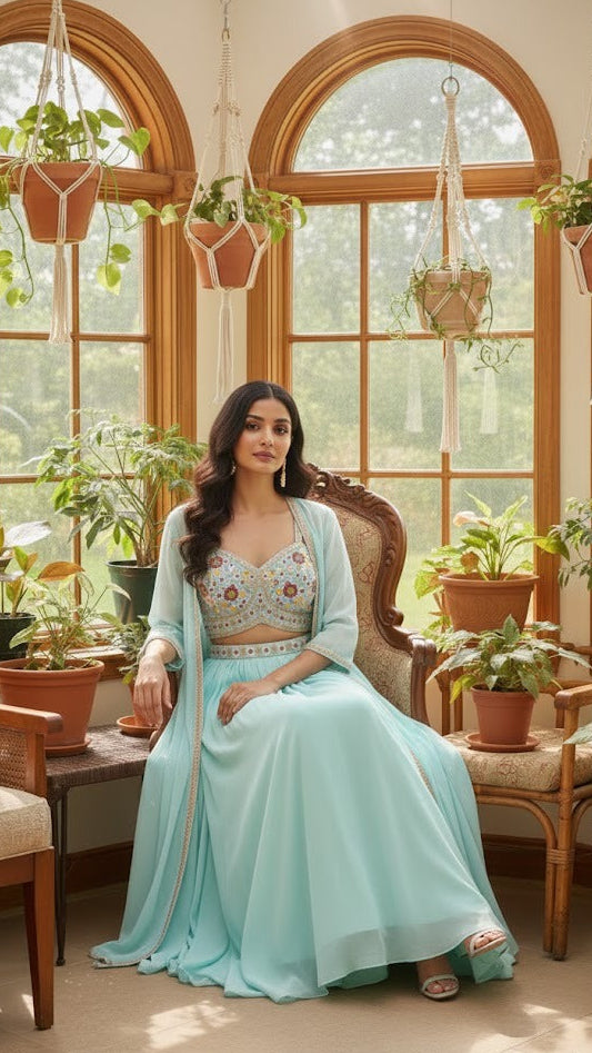 Sky Blue Croptop Sharara