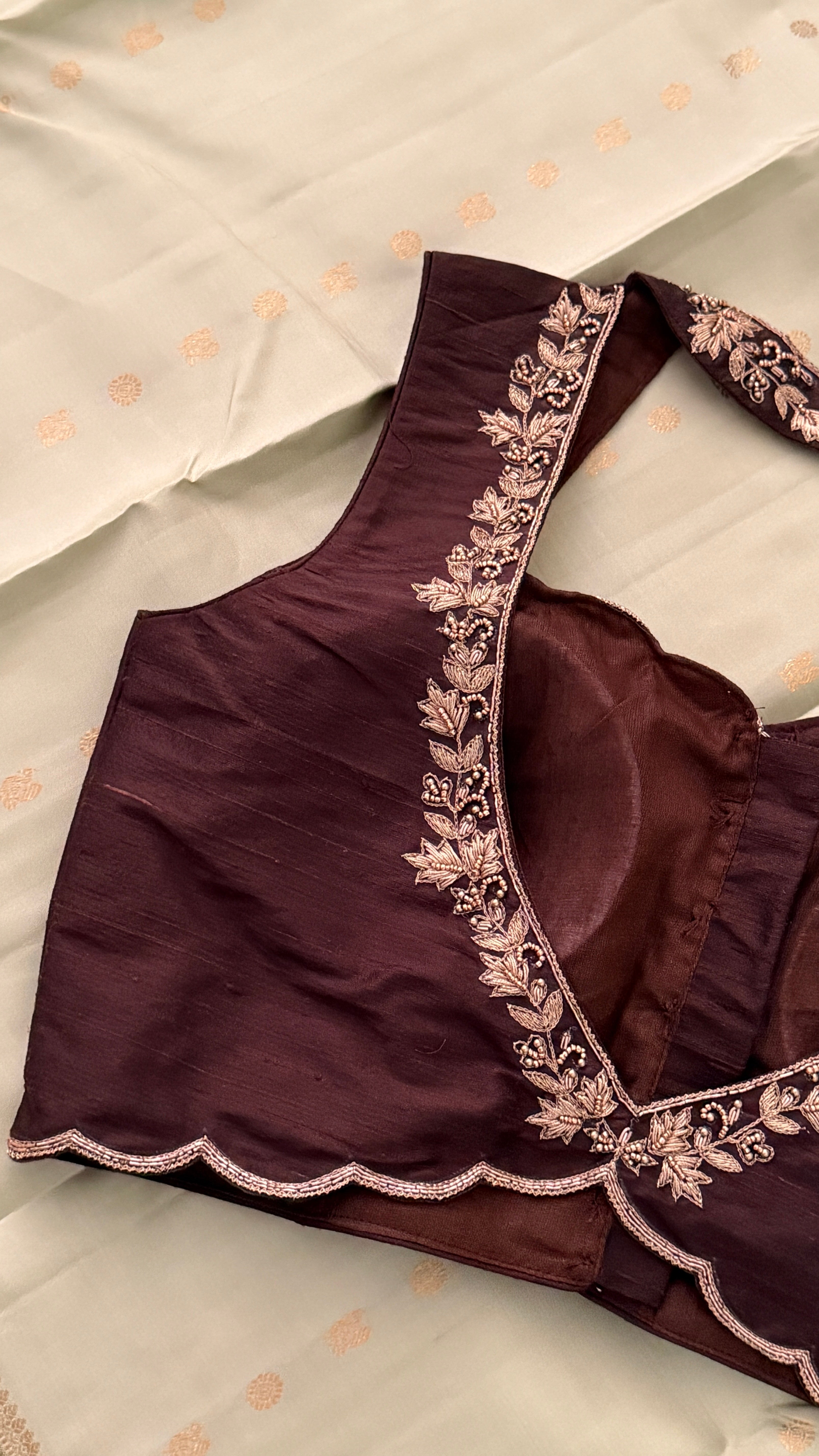 Brown Sleeveless Petal Blouse