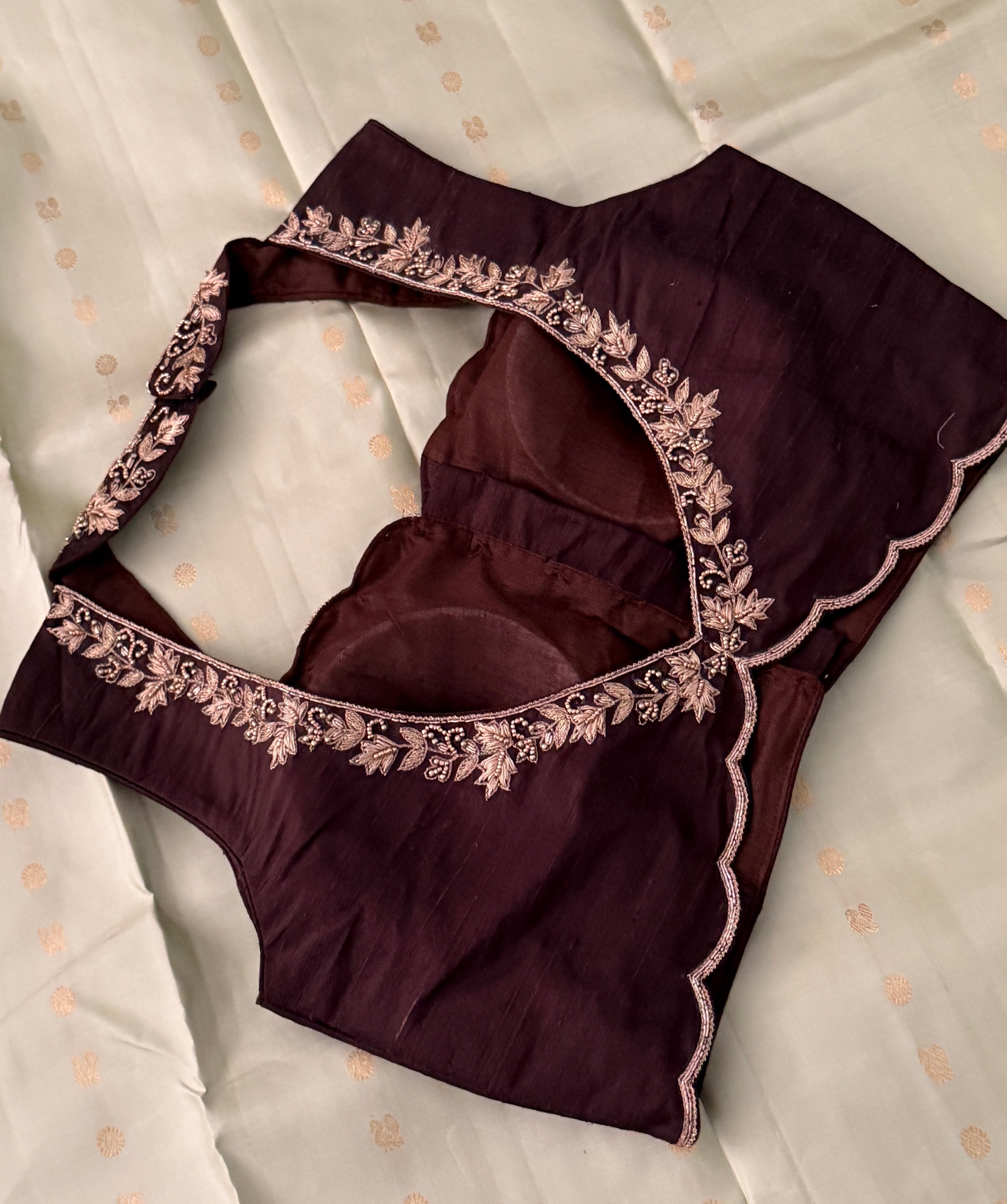Brown Sleeveless Petal Blouse