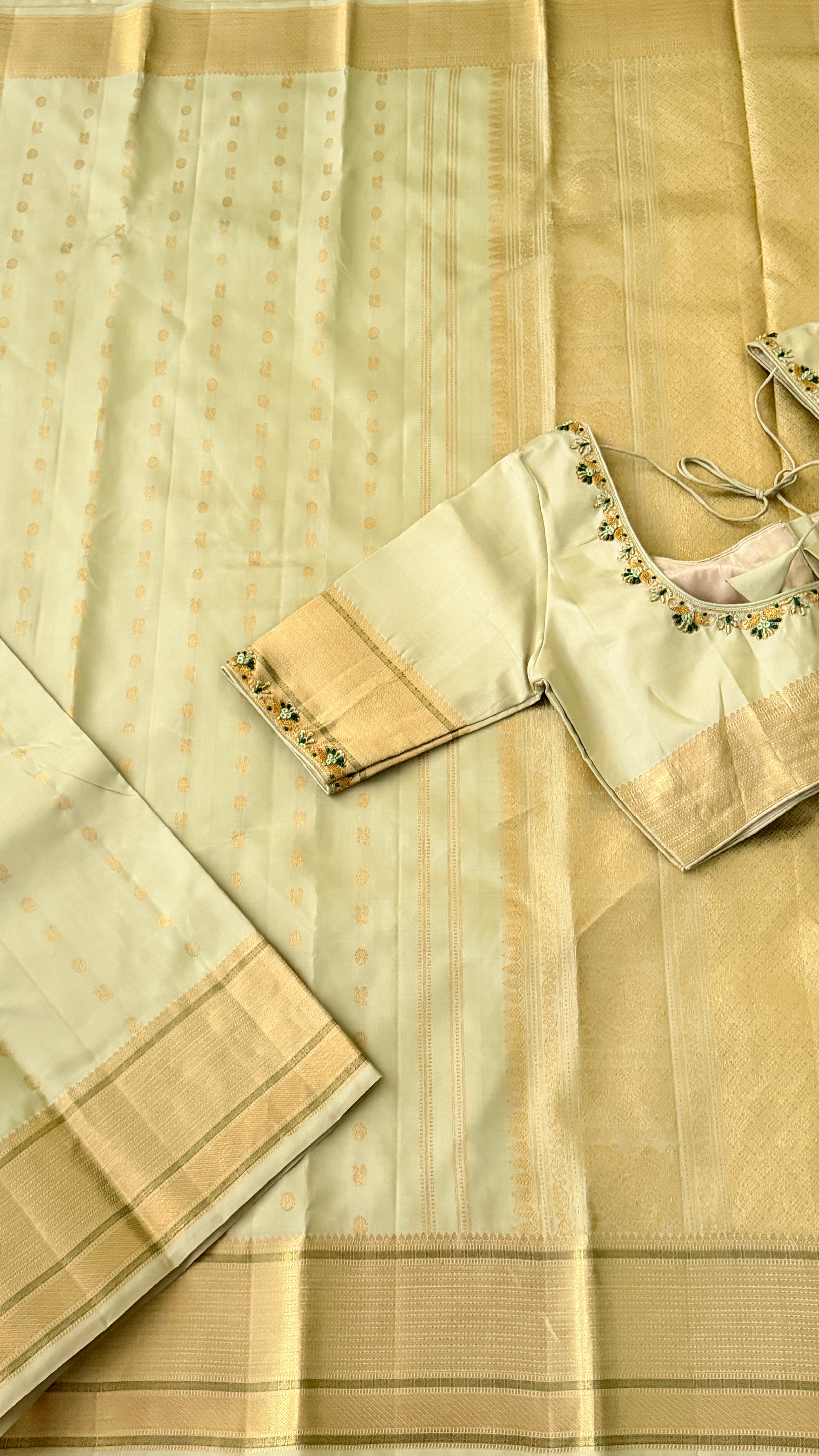Sage Green Kanchipuram Silk Saree