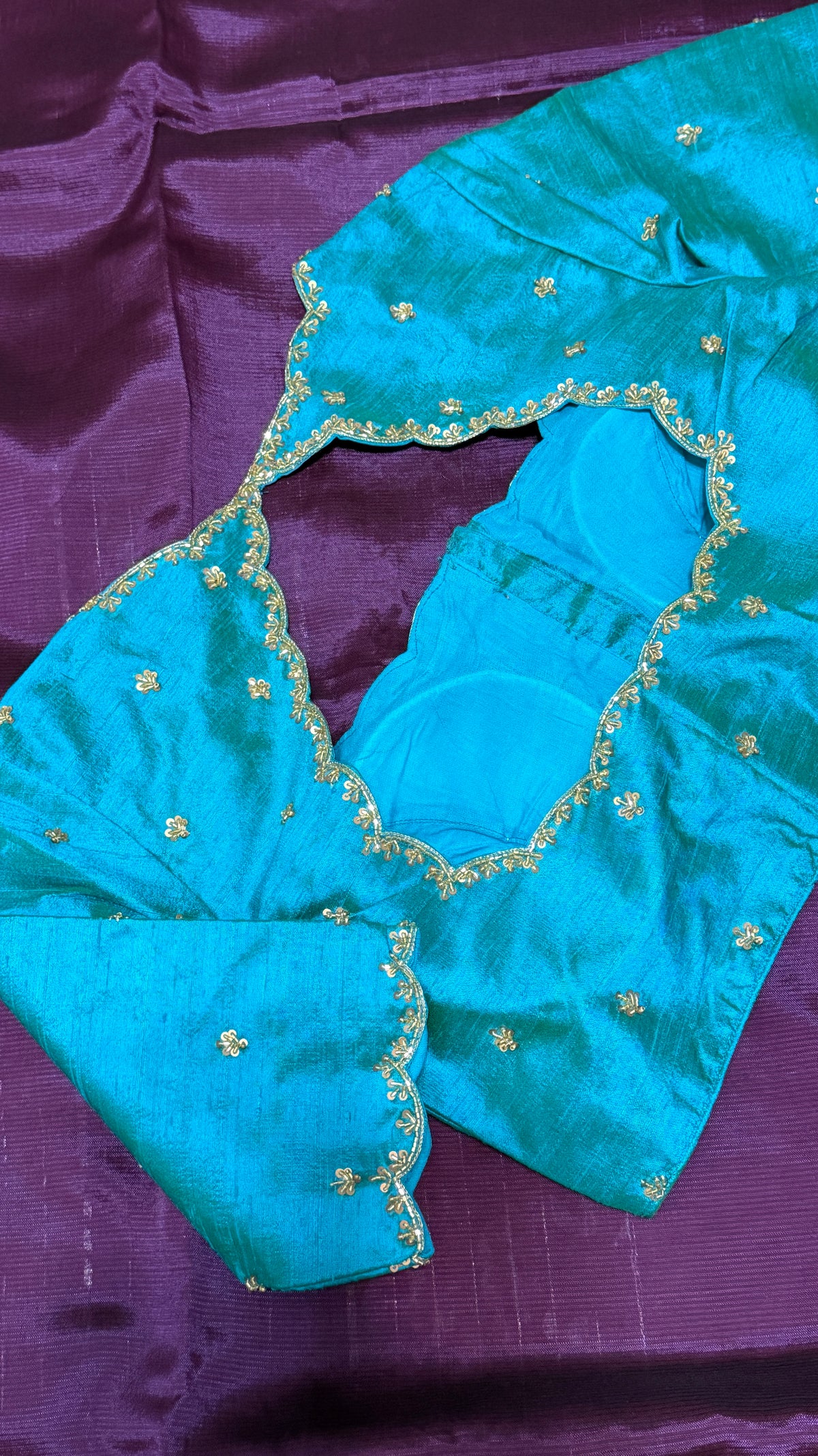 Peacock Blue Raw Silk Blouse