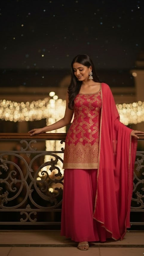 Rani Motif Sharara Suit