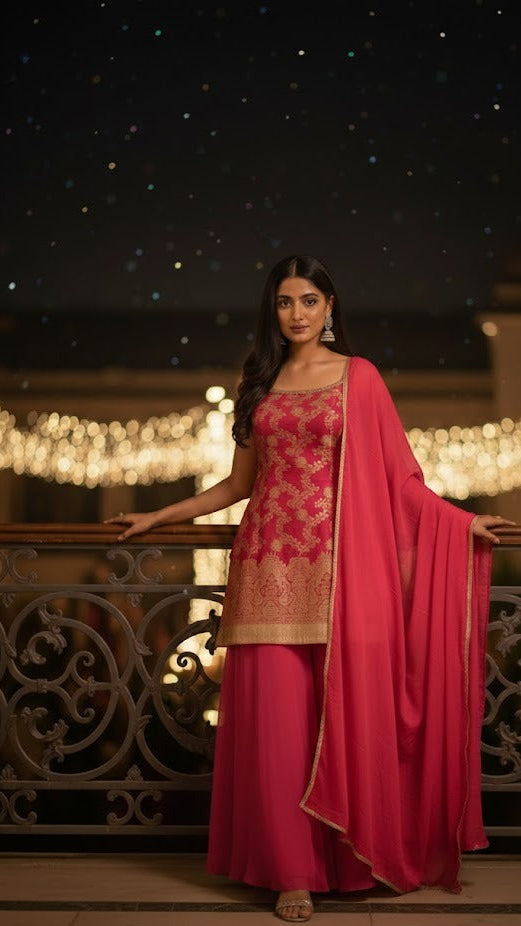 Rani Motif Sharara Suit
