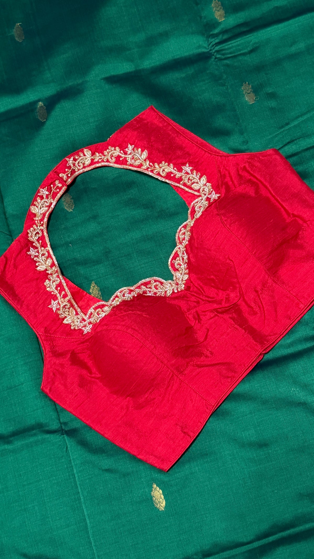 Red Raw Silk Blouse