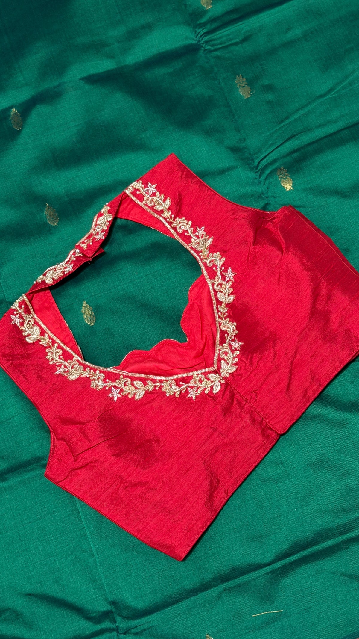Red Raw Silk Blouse