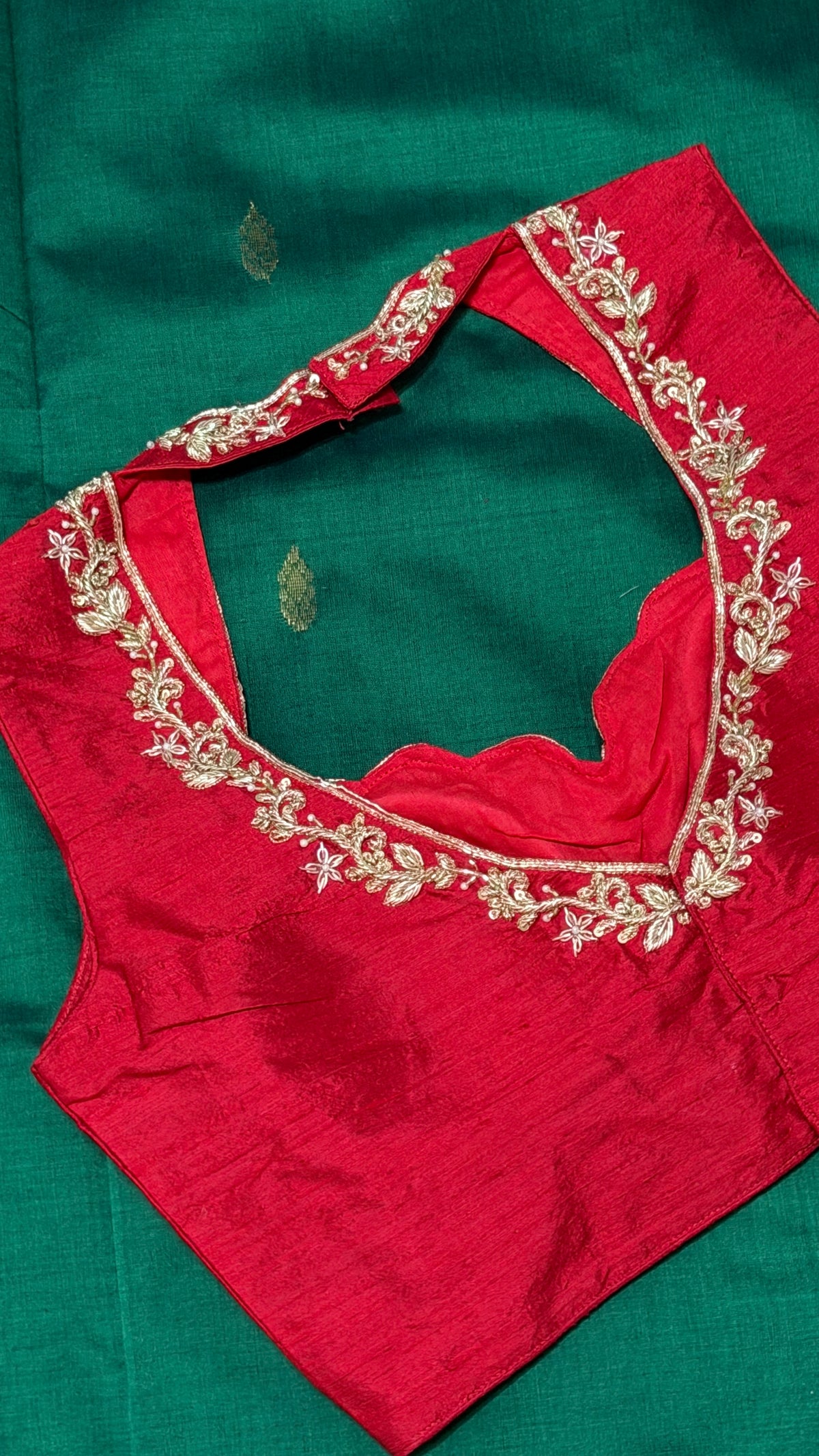 Red Raw Silk Blouse