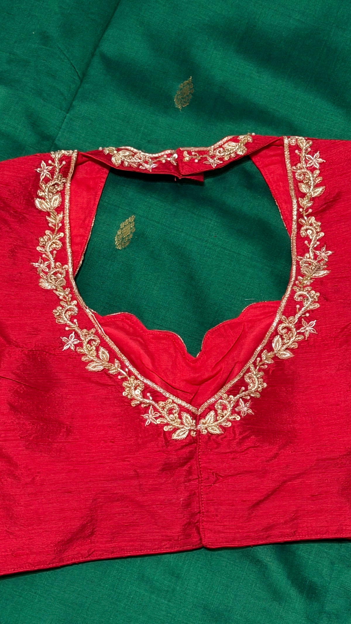 Red Raw Silk Blouse