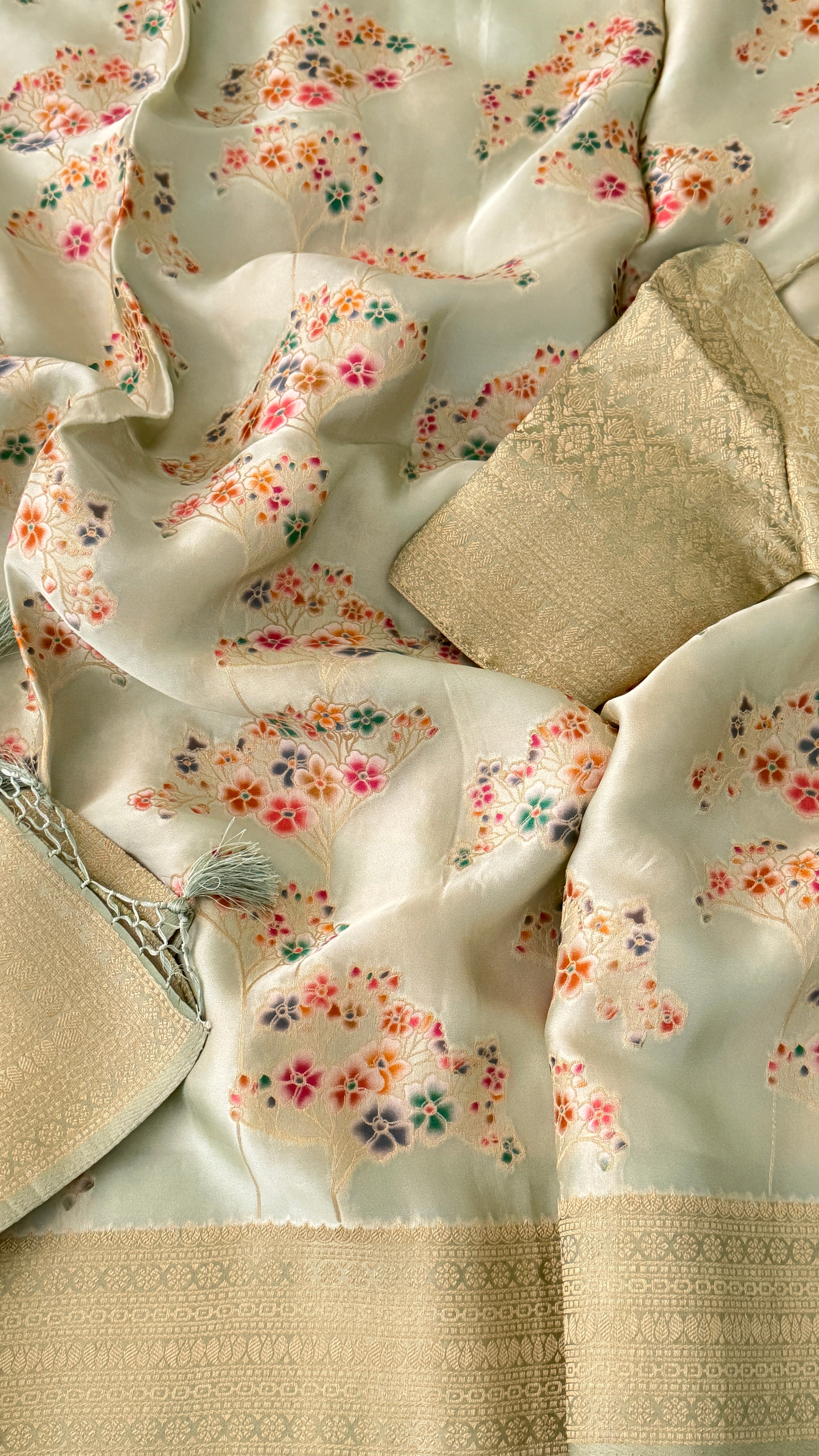 Mint Green Bouquet Banaras Saree