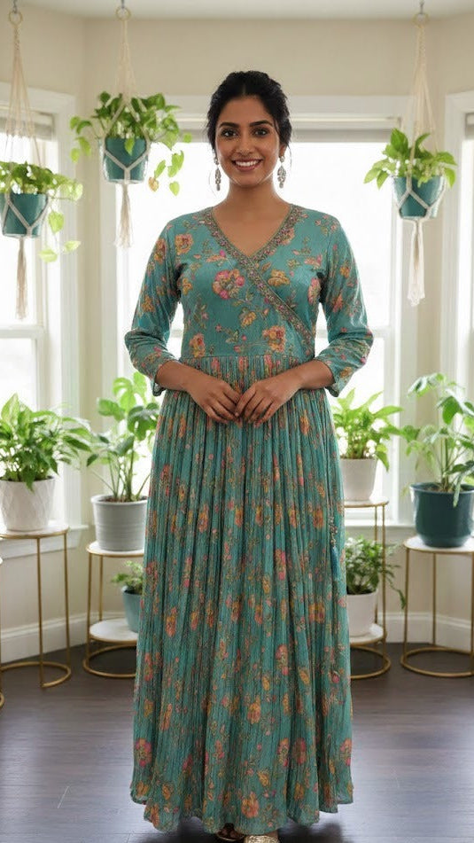 Sky Blue Floral Gown