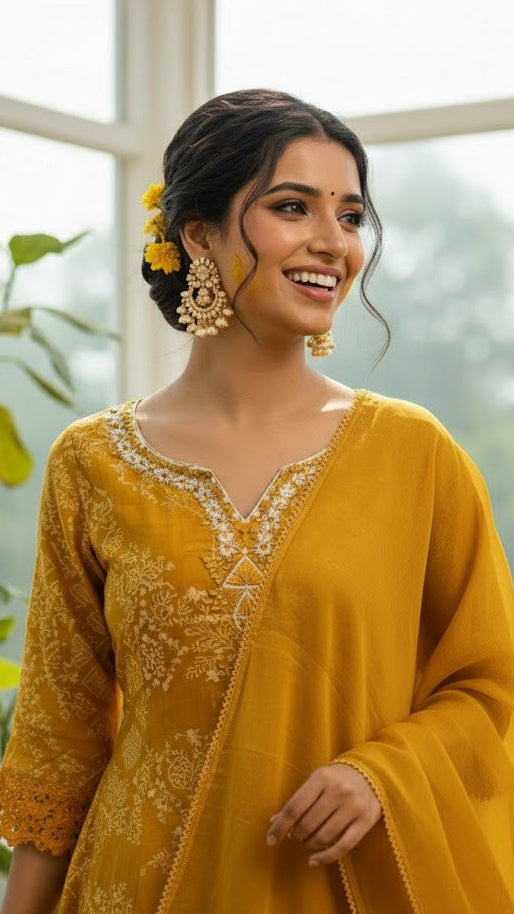 Marigold Embroidered Suit