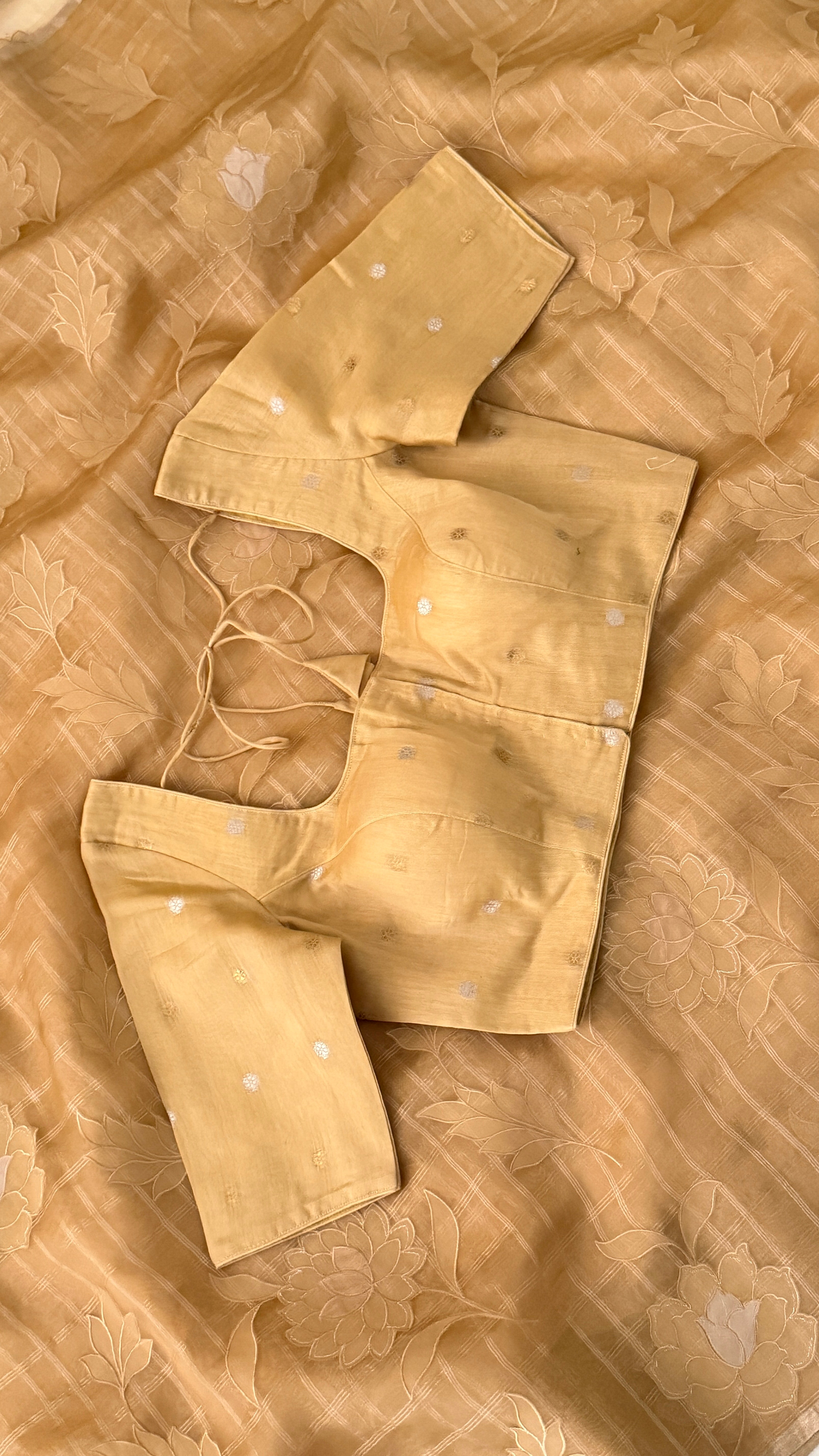 Mustard Kora Organza Saree