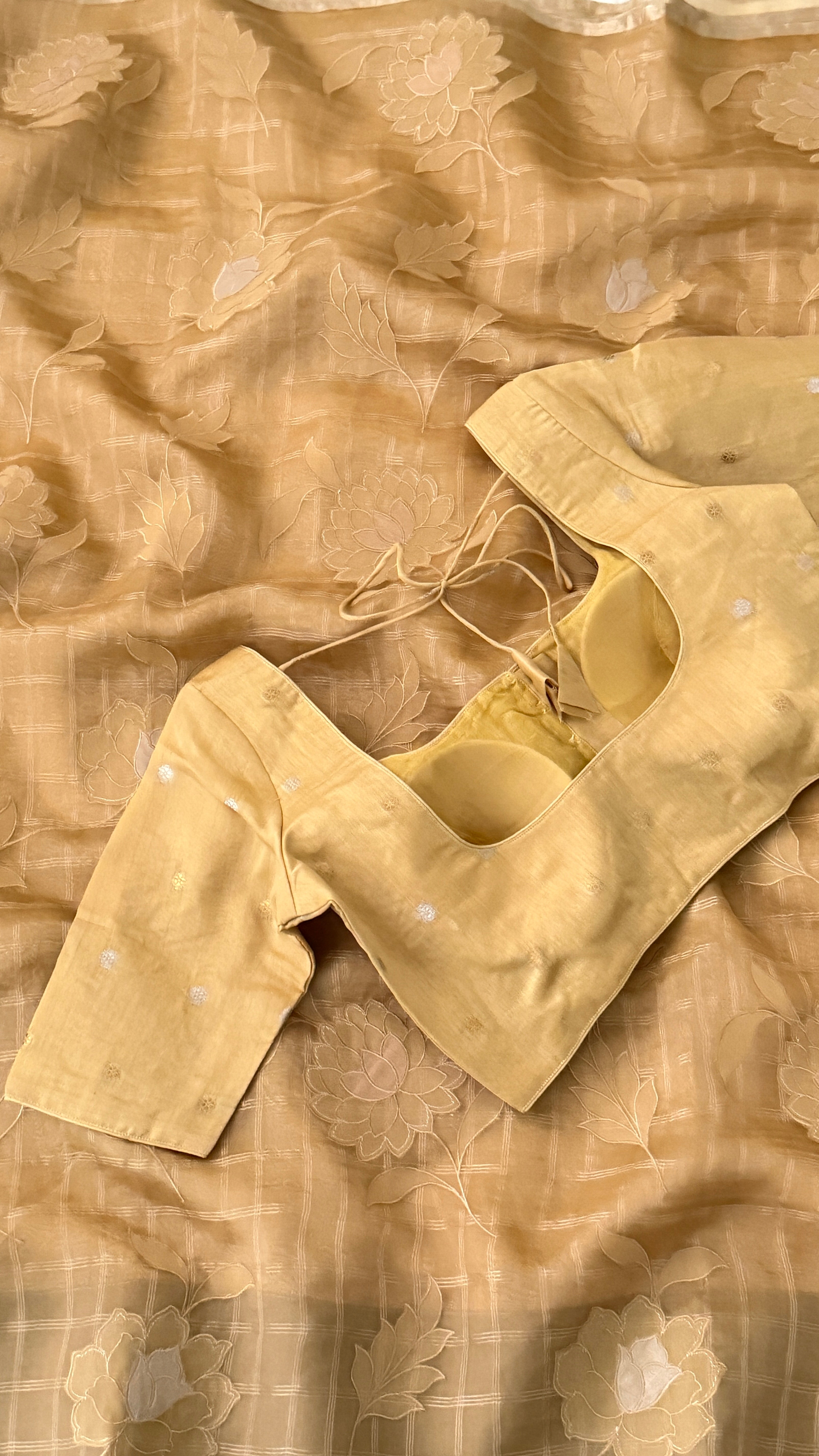 Mustard Kora Organza Saree