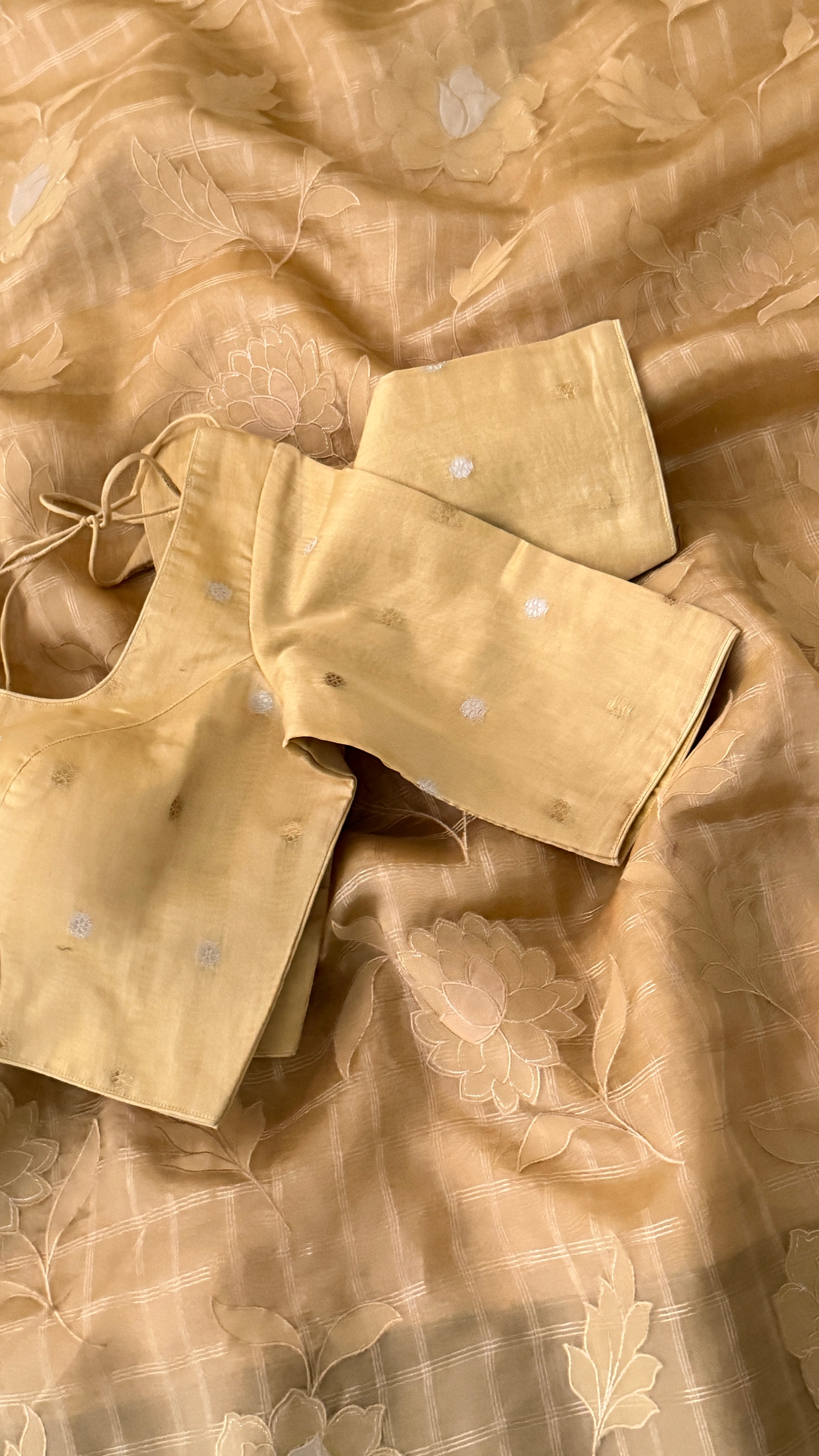 Mustard Kora Organza Saree