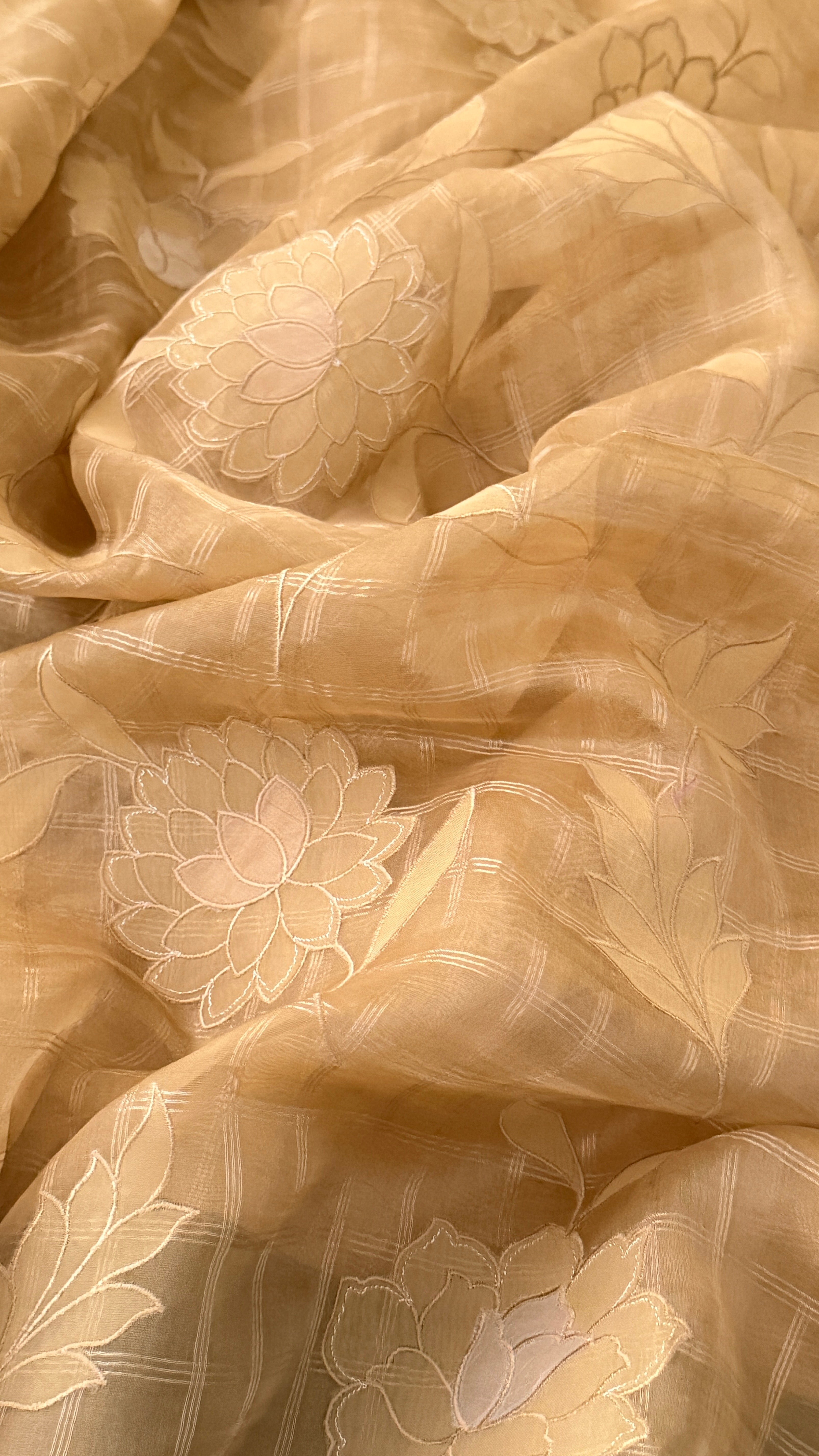 Mustard Kora Organza Saree