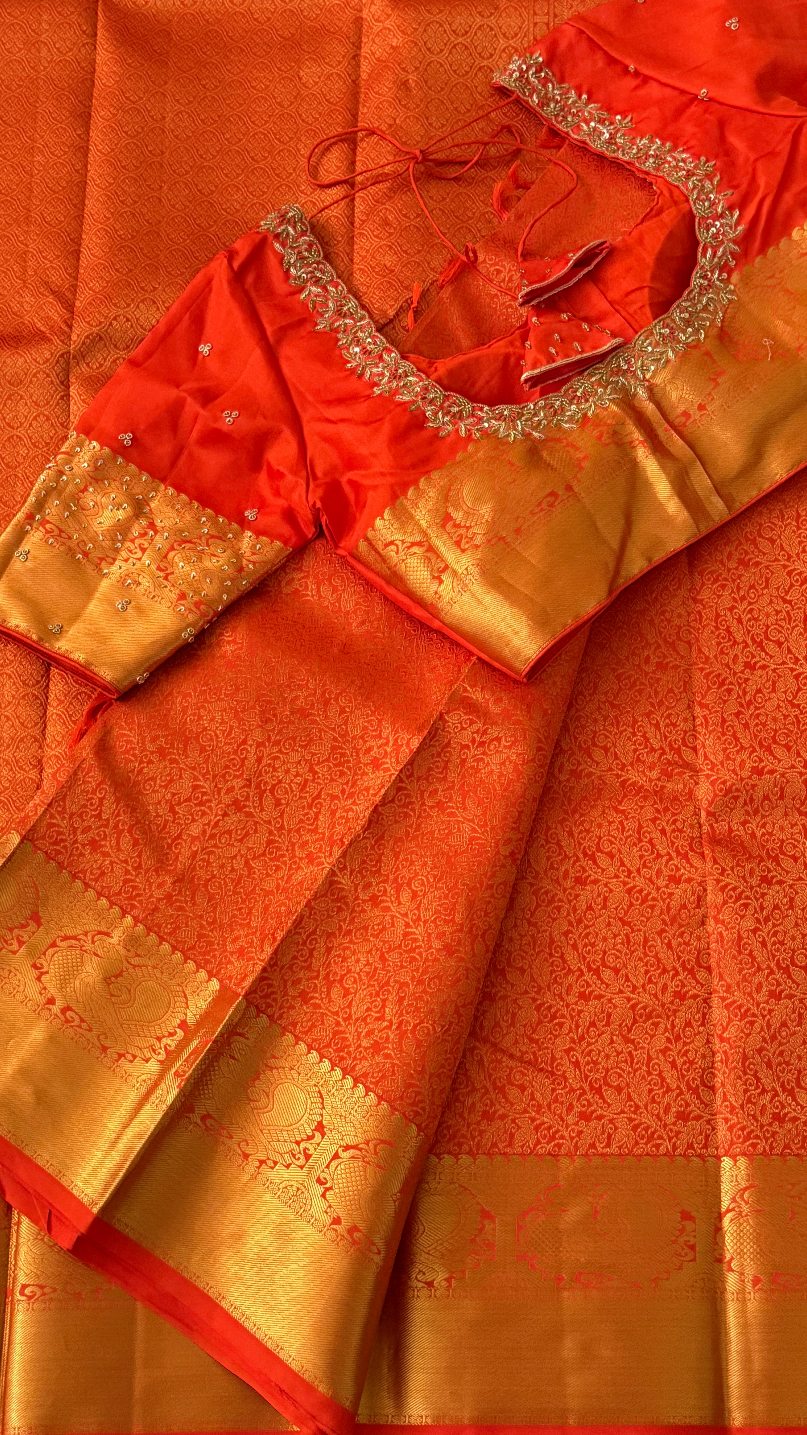 Orange Kanchi Silk Saree