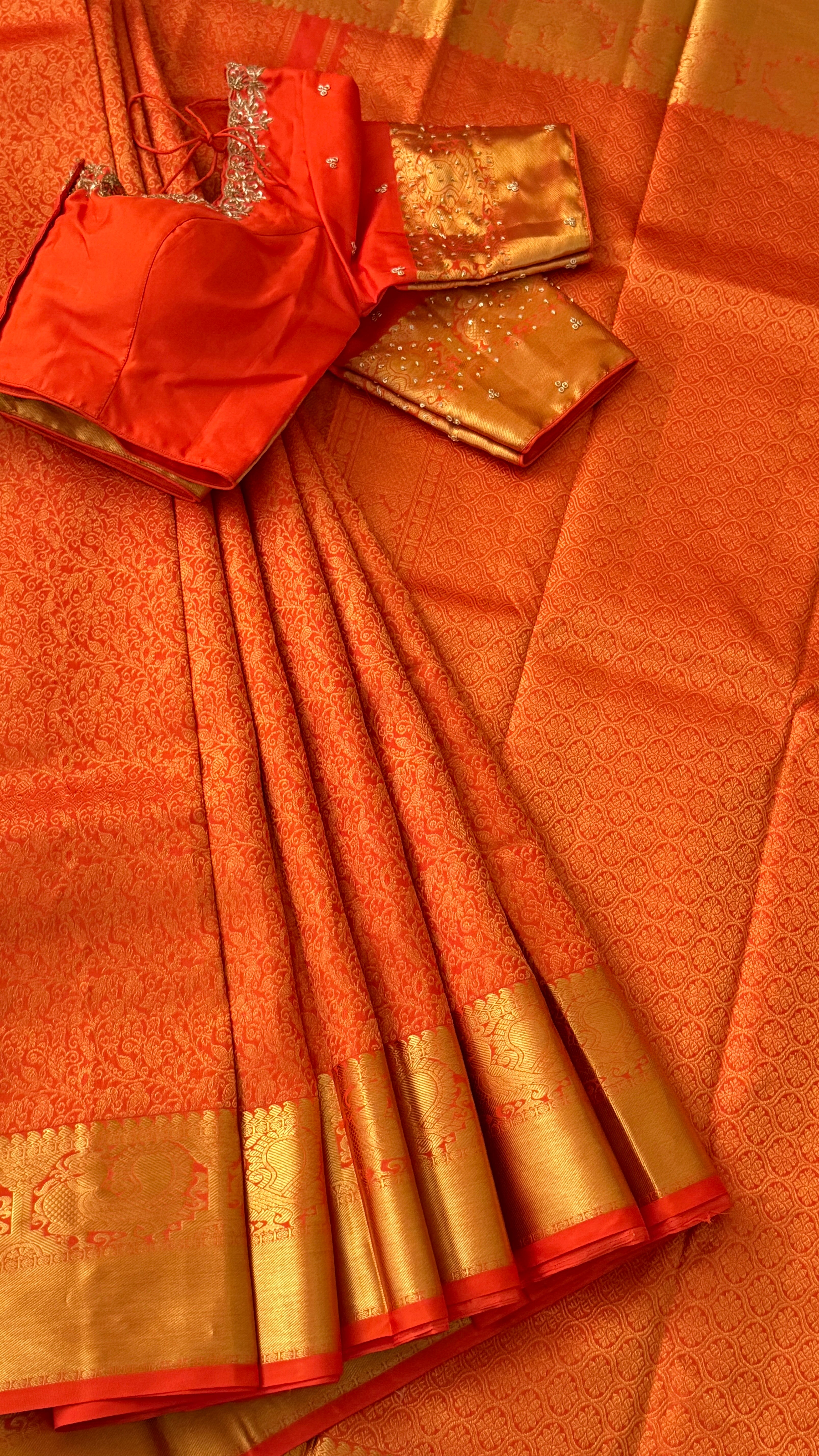 Orange Kanchi Silk Saree