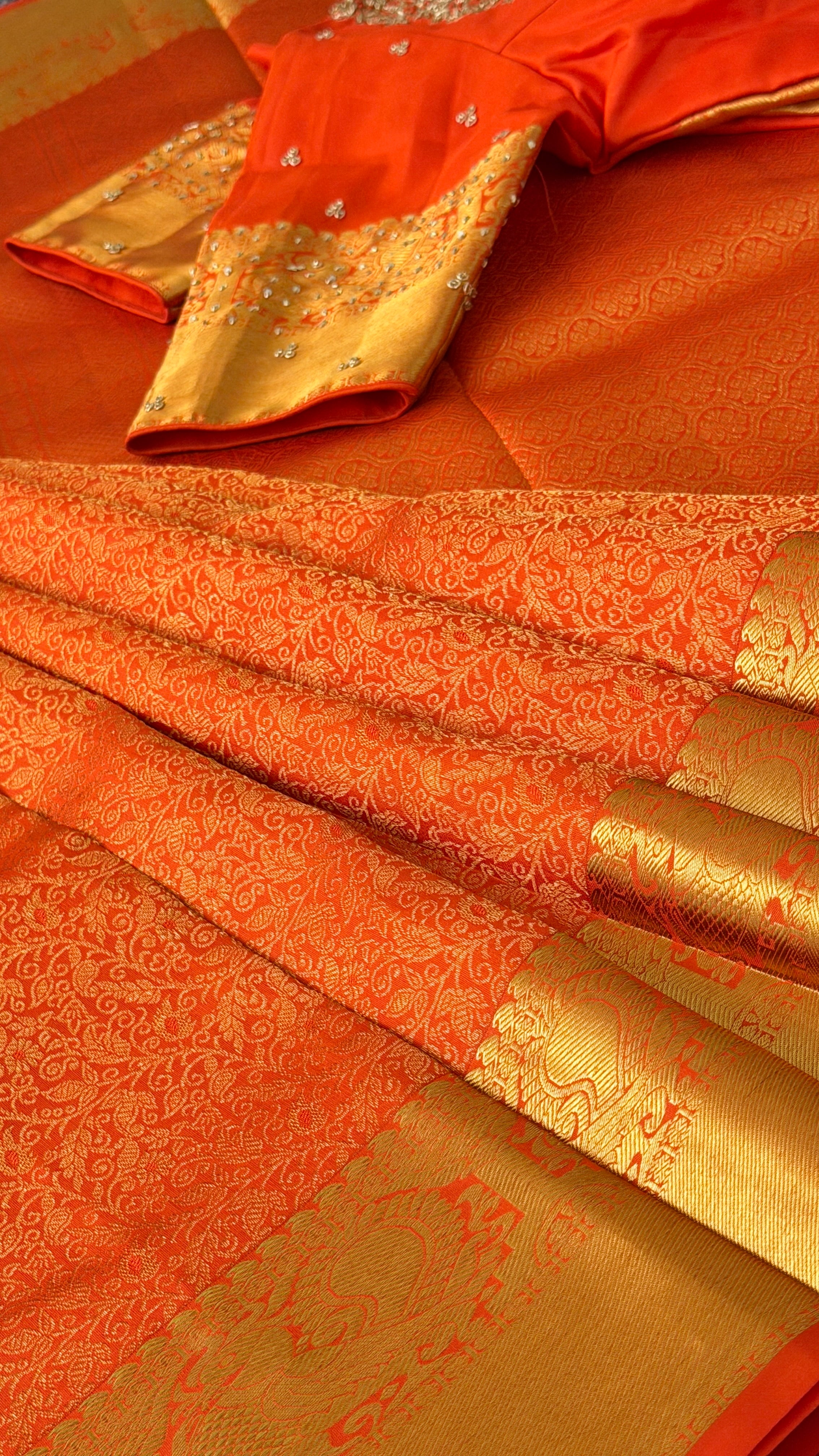 Orange Kanchi Silk Saree