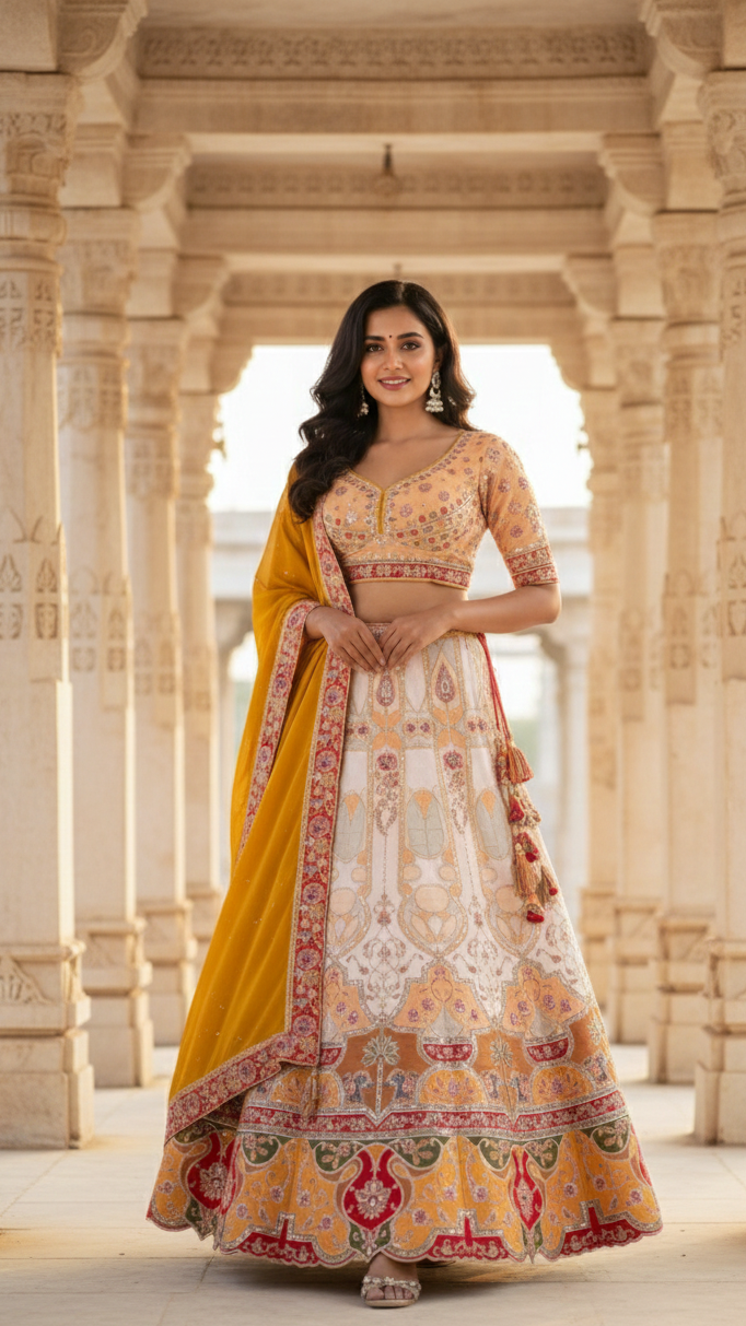 Golden Mosaic Lehenga