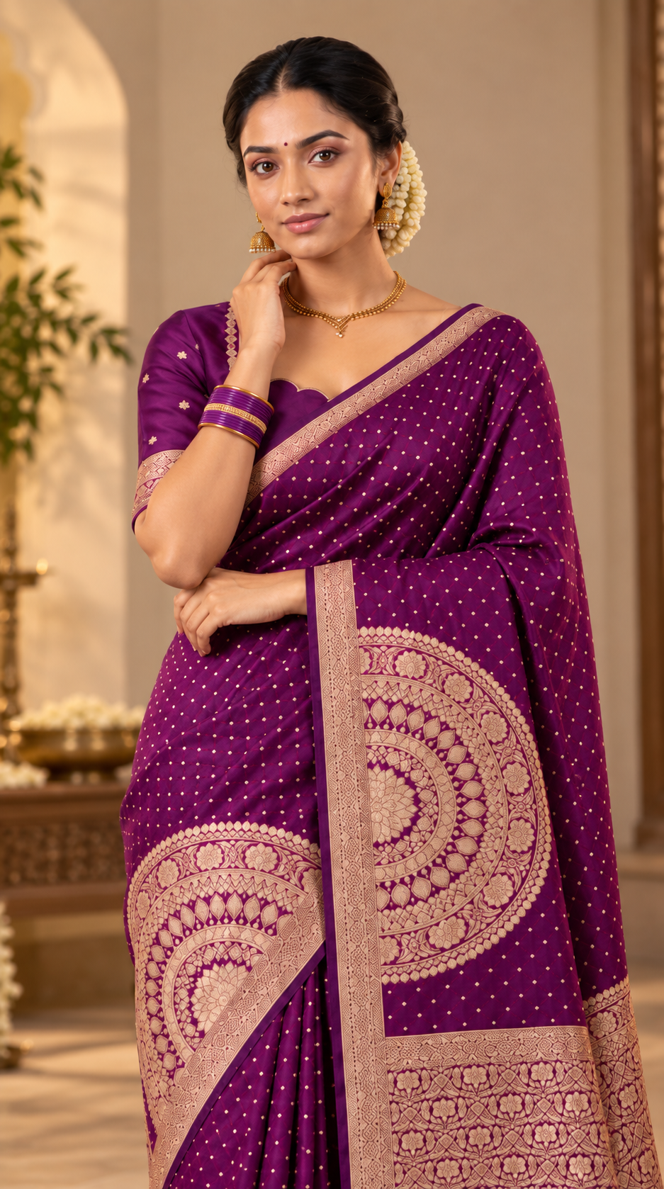 Purple Banaras Katan Silk saree