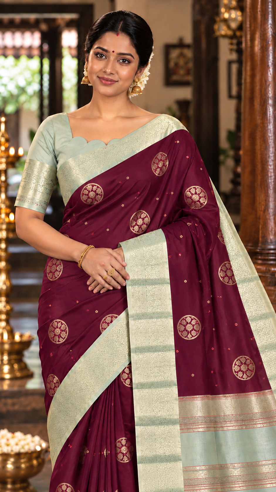 Rich Plum Kanchi Silk Saree