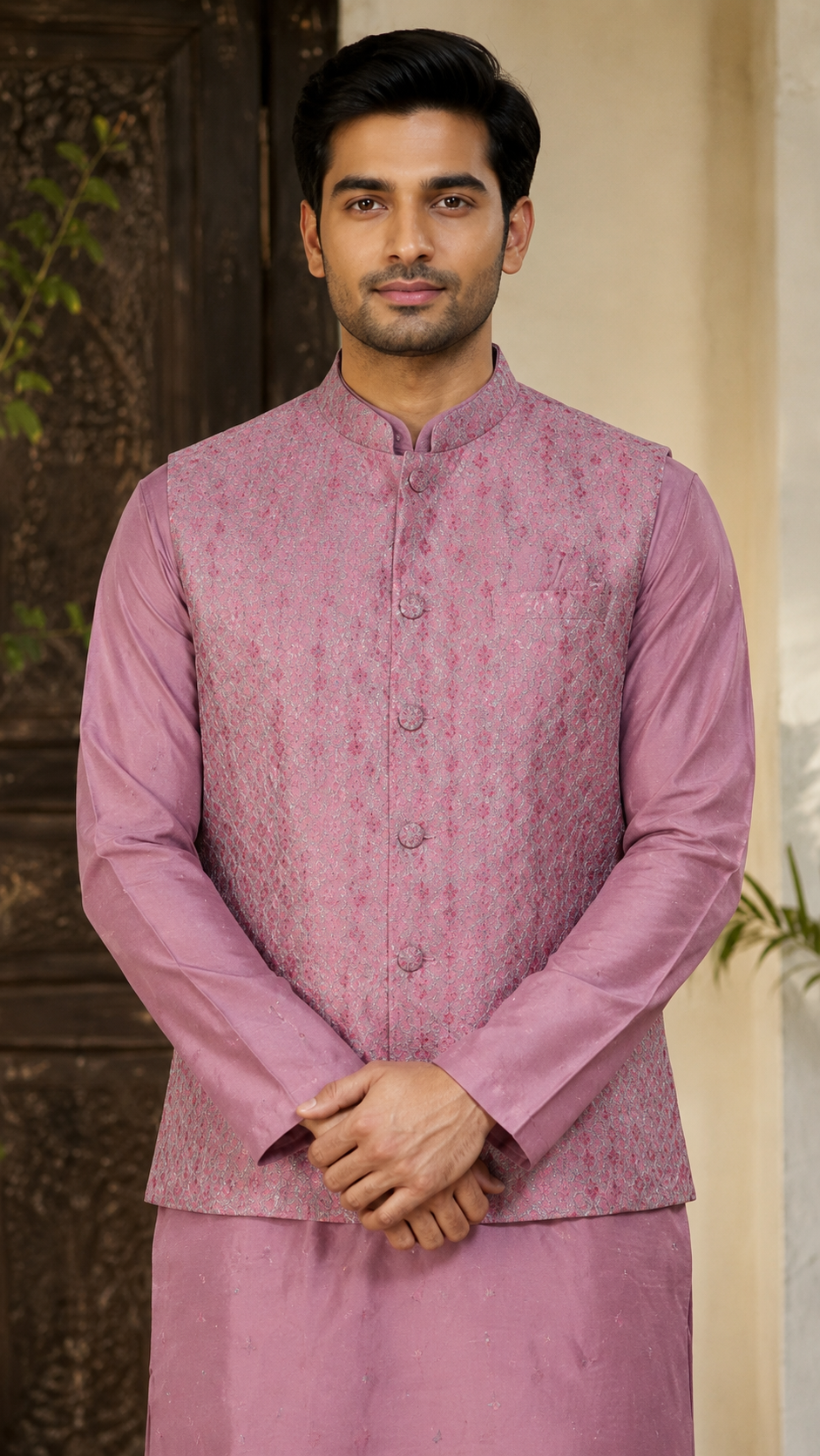 Lavender Silk Jacket-Kurta Set
