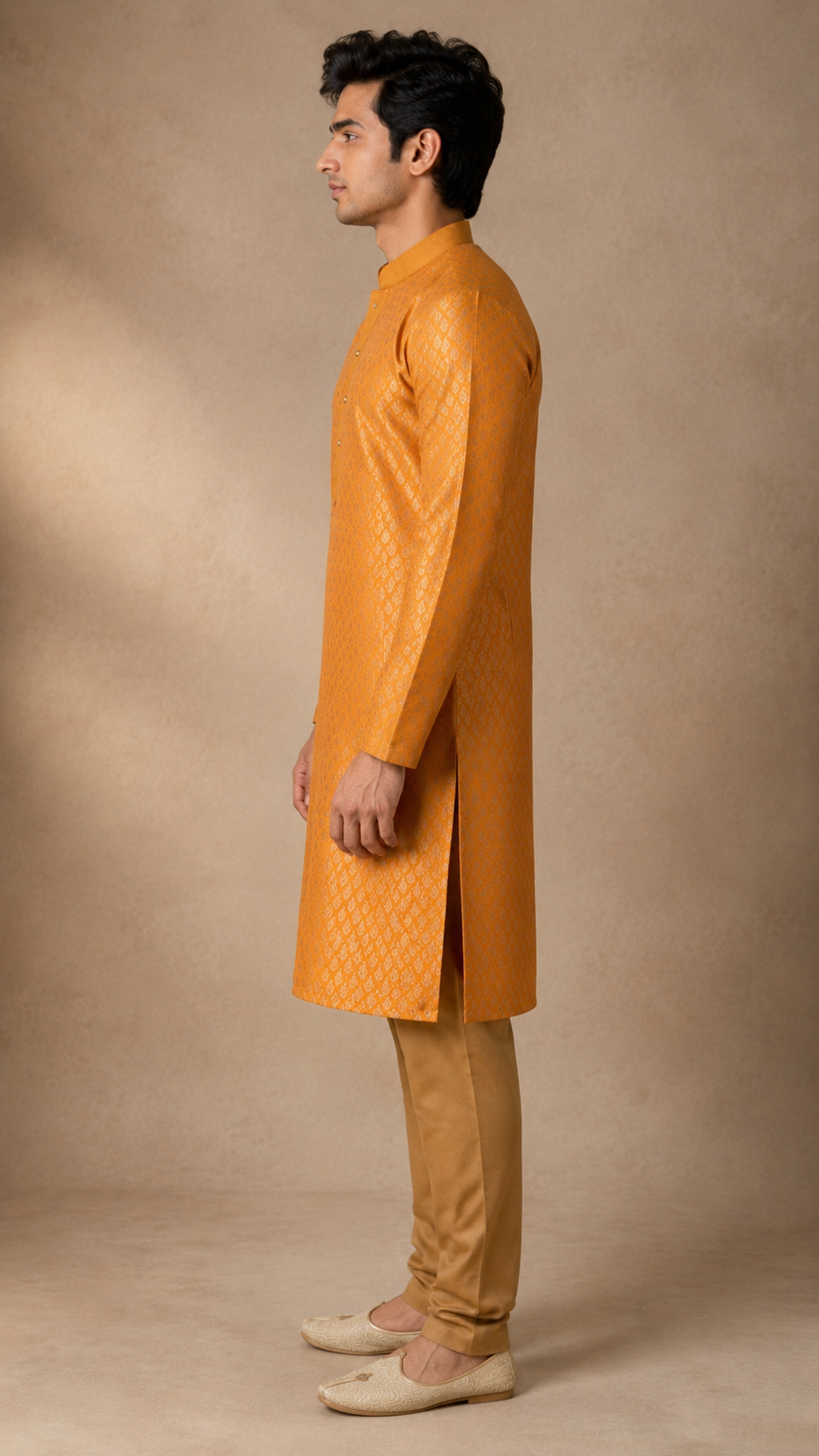 Orange Silk Kurta Set