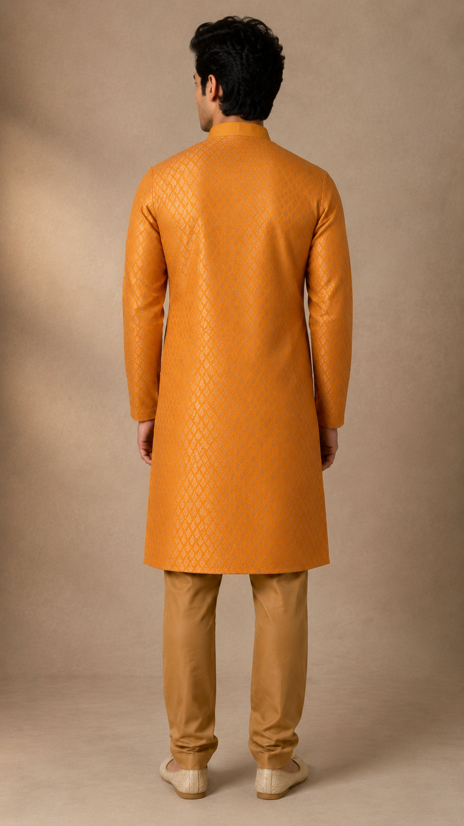Orange Silk Kurta Set