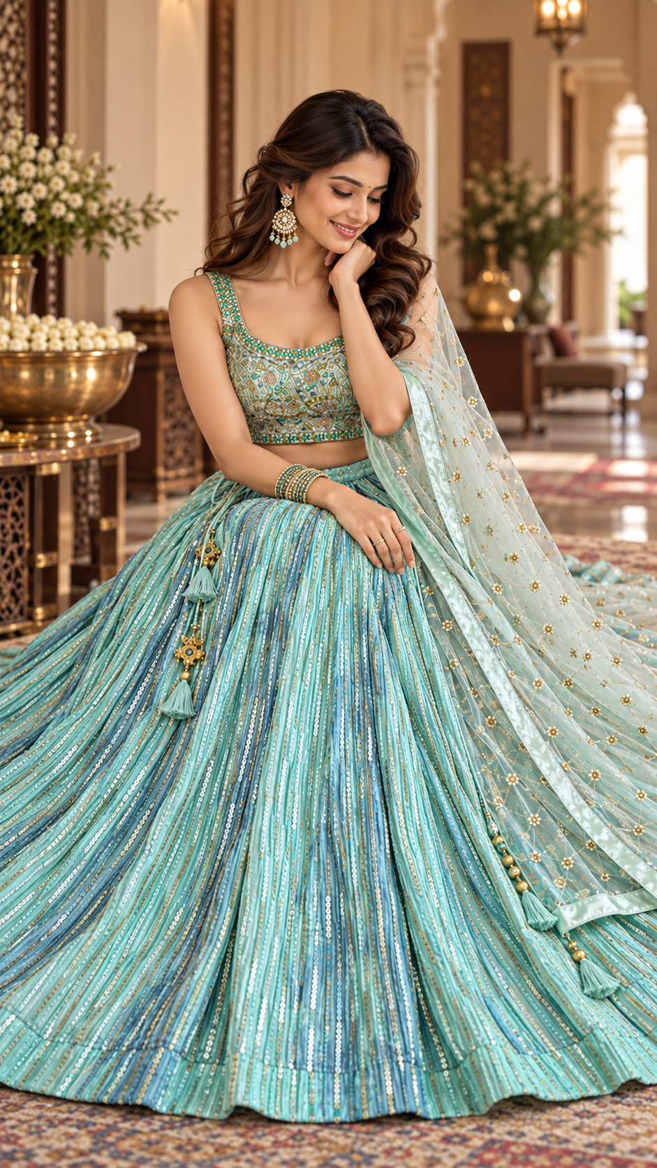 Blue Georgette Croptop Lehenga