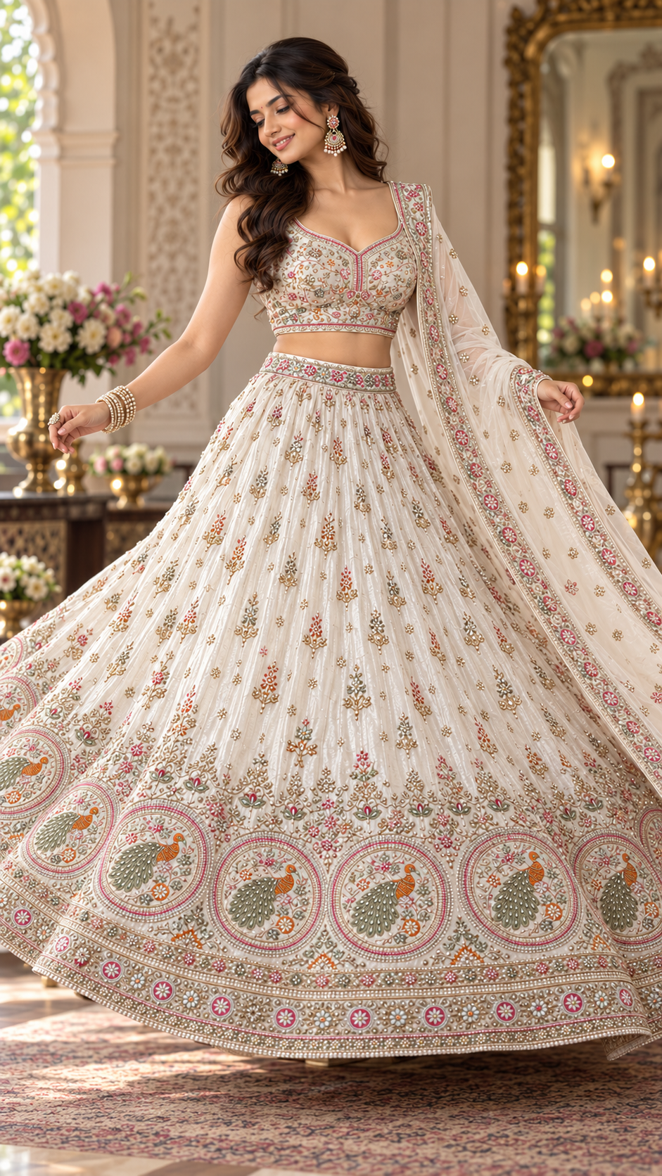 Ivory Silk Bridal Croptop Lehenga