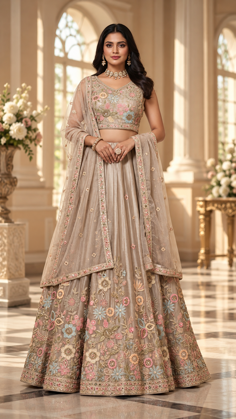 Taupe Shade Croptop Lehenga