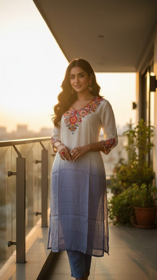 Periwinkle Ombre Floral Suit