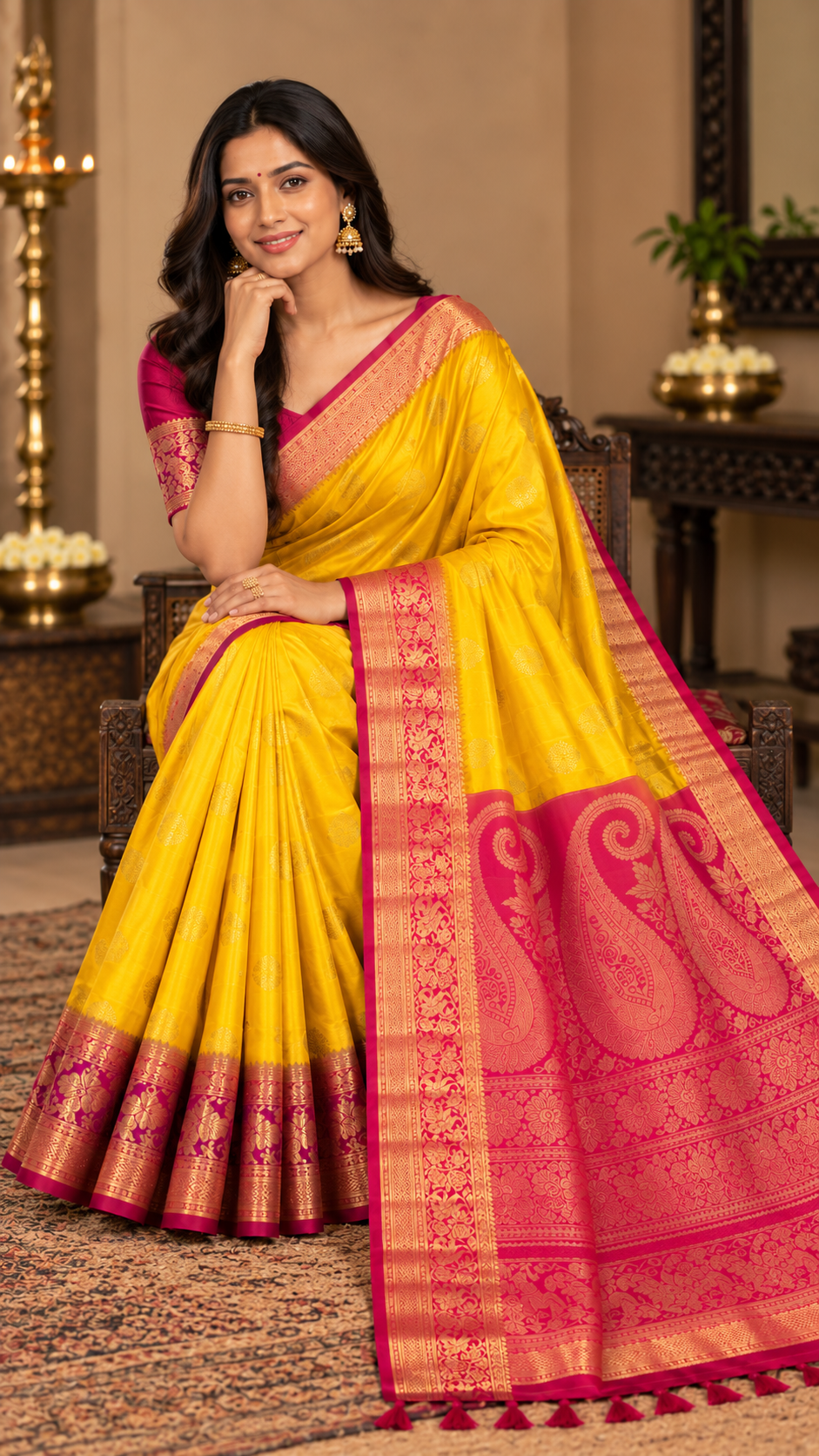 Yellow Kanchi Silk Saree