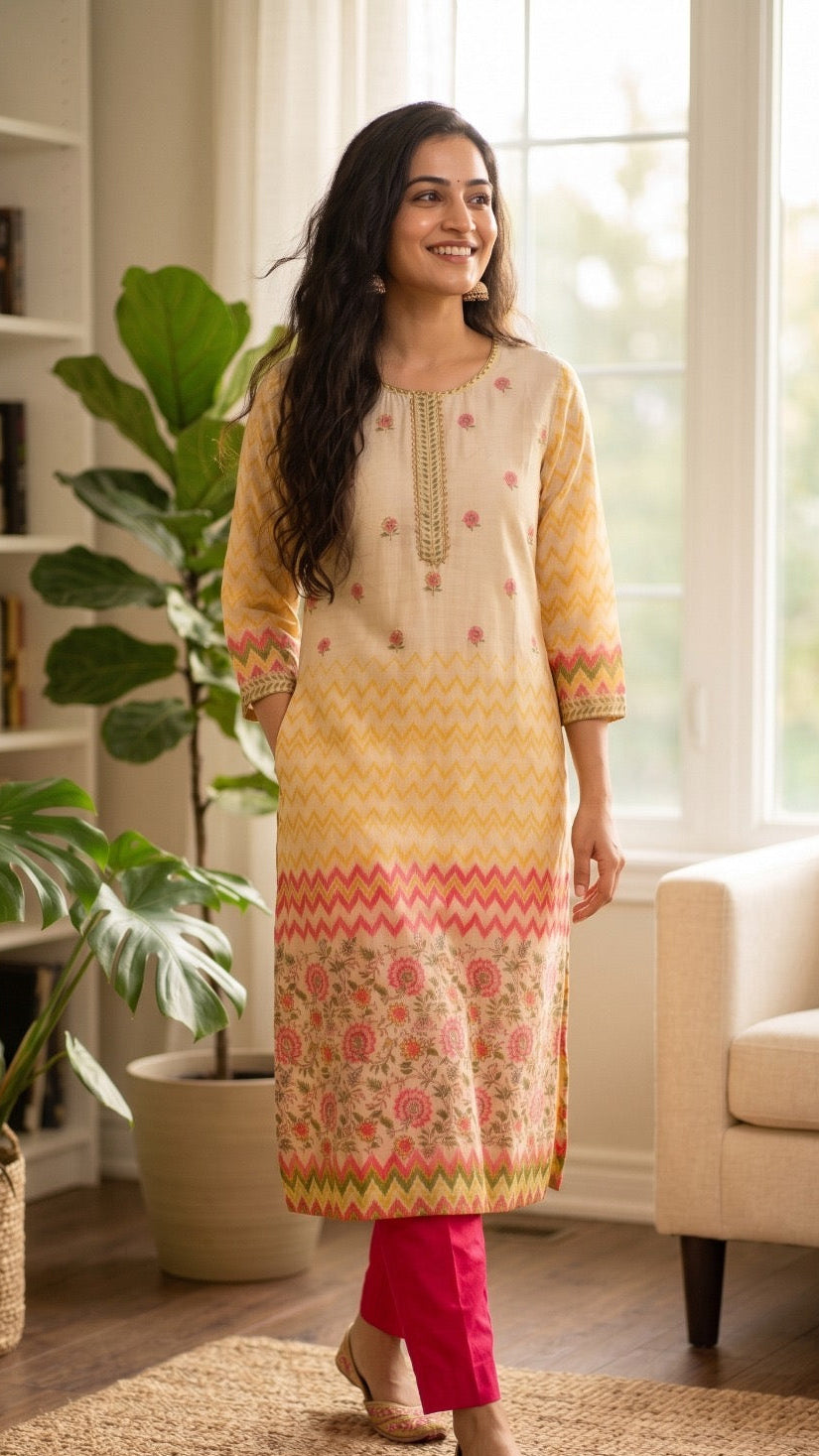 Cream Chevron Elegance Suit