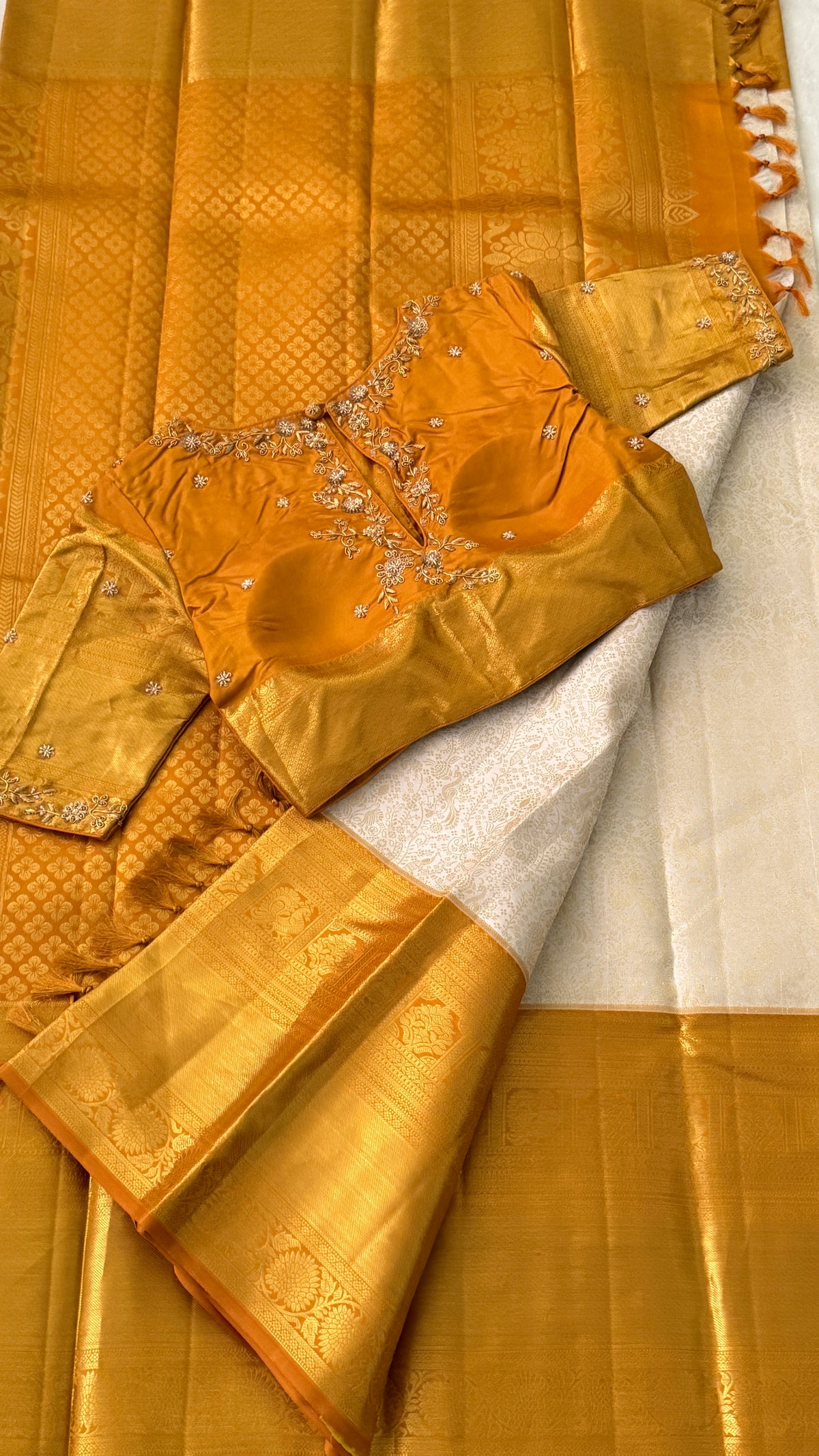 Ivory Kanchi Silk Saree