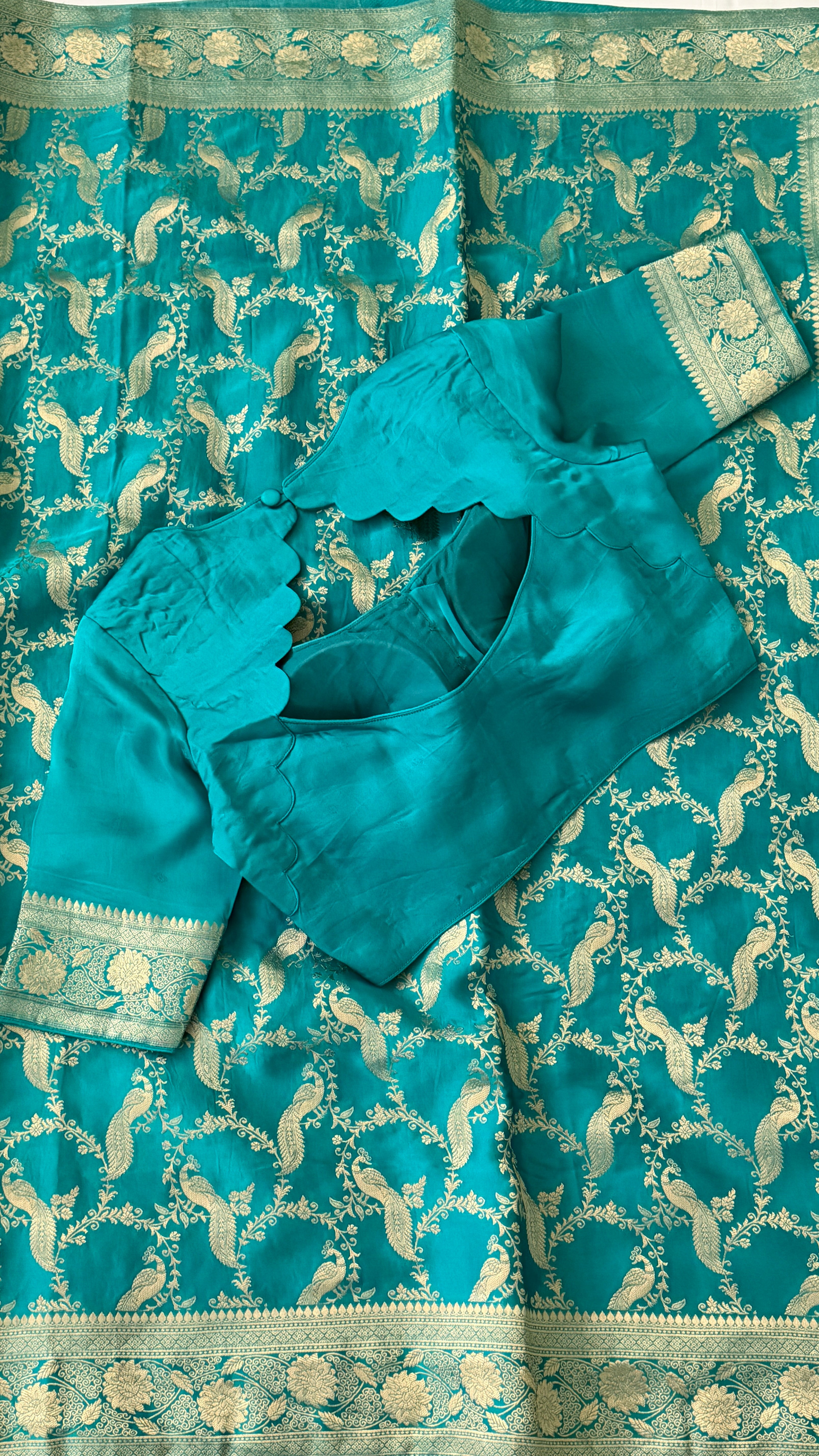 Blue Banarasi Satin Silk Saree