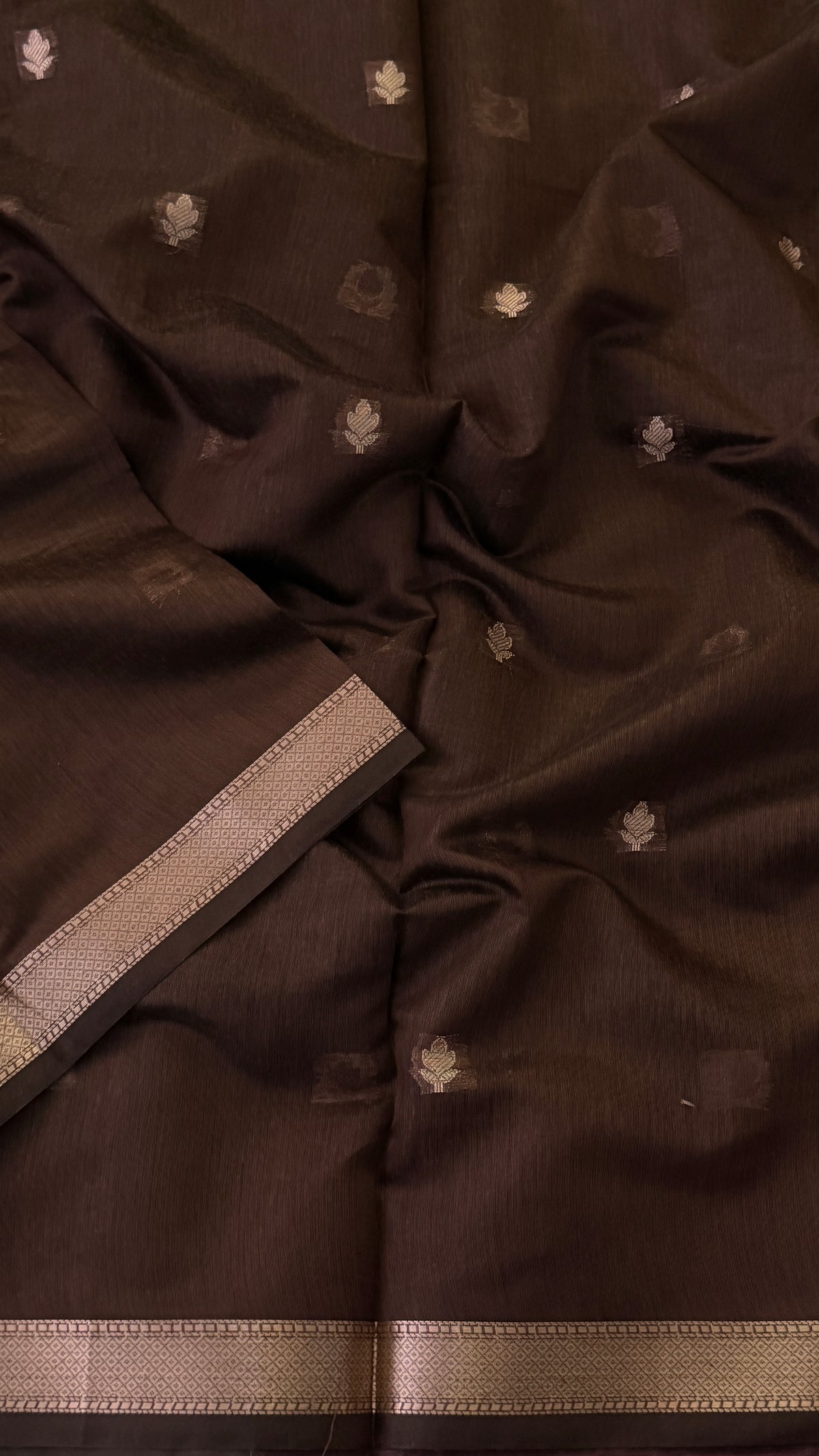 Brown Silk Linen Saree