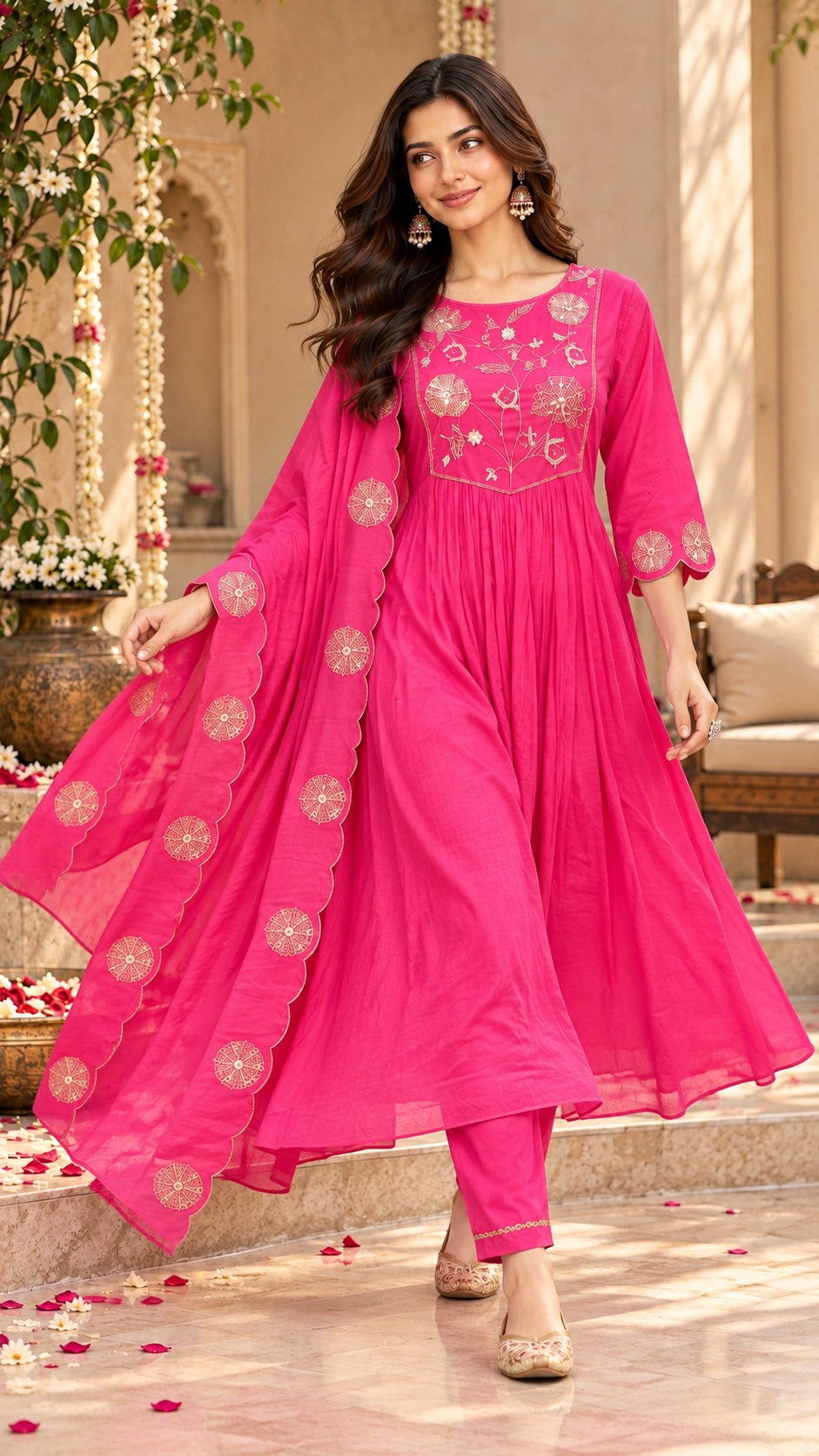 Pink Mul Chanderi Suit