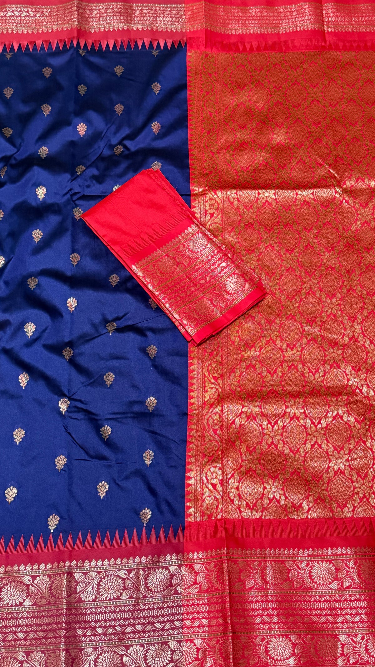 Navy Blue Semi Silk Saree