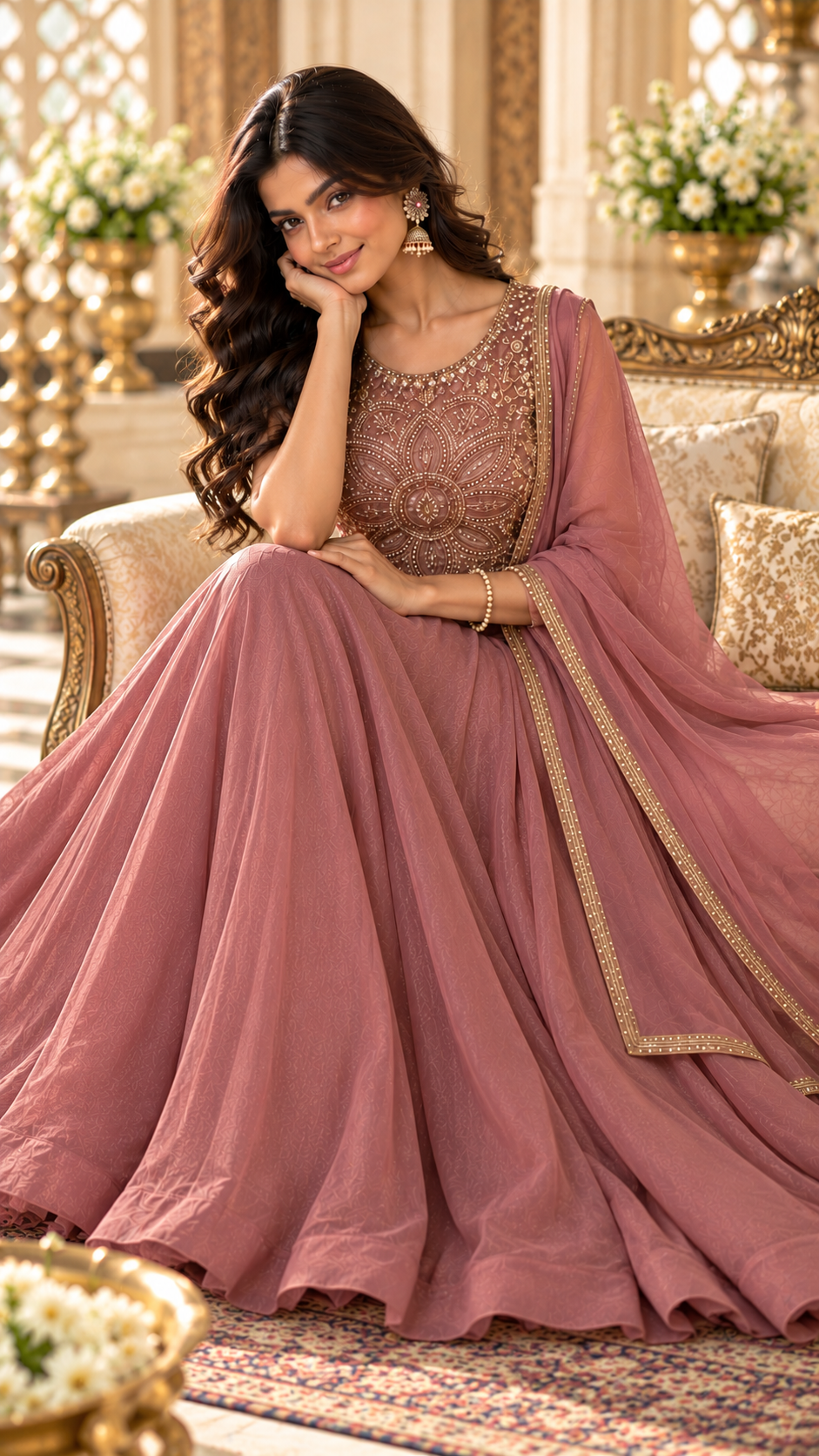 Mauve Tissue Silk Corset Suit