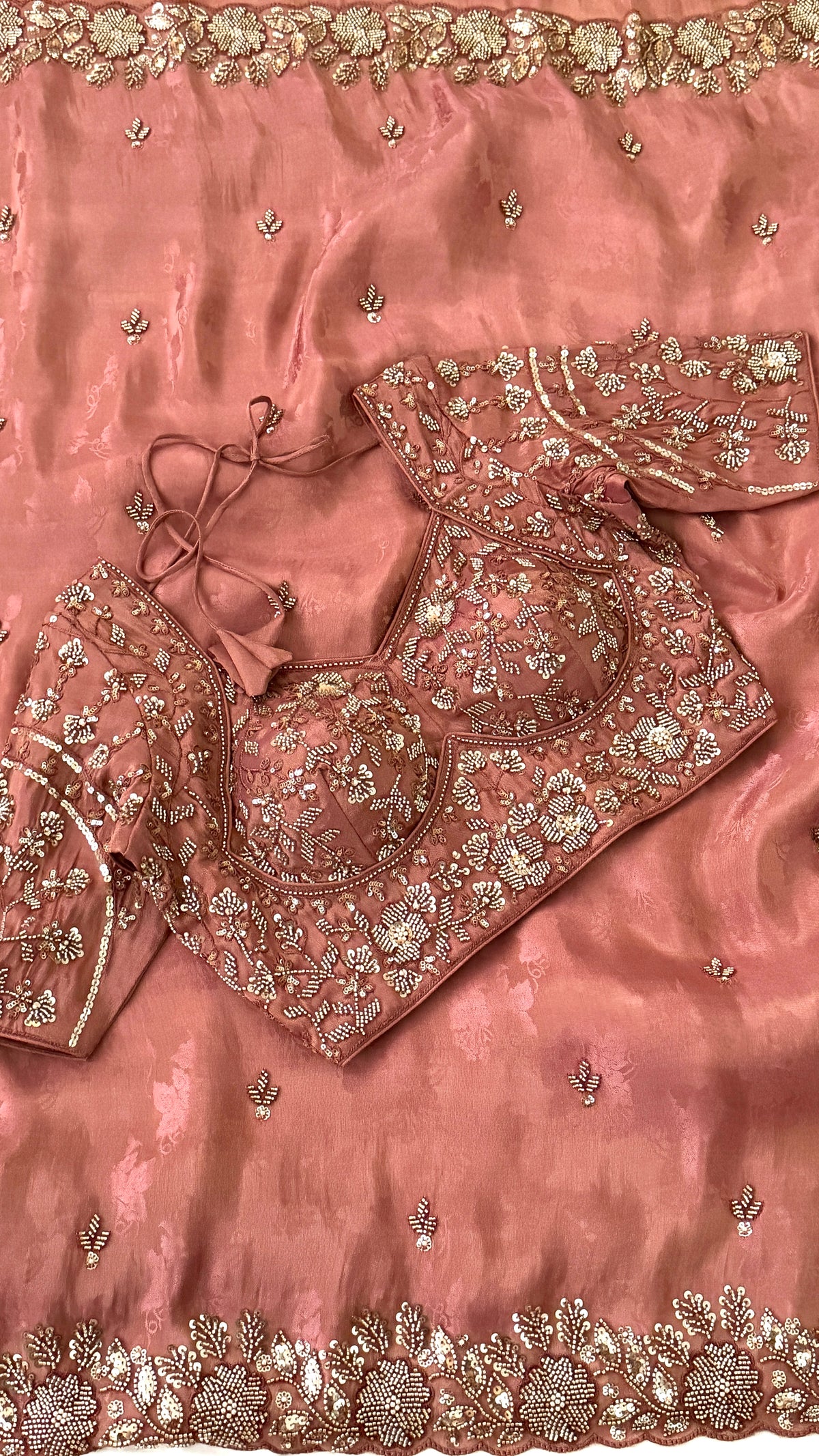 Rose Gold Crepe Silk Fancy Saree