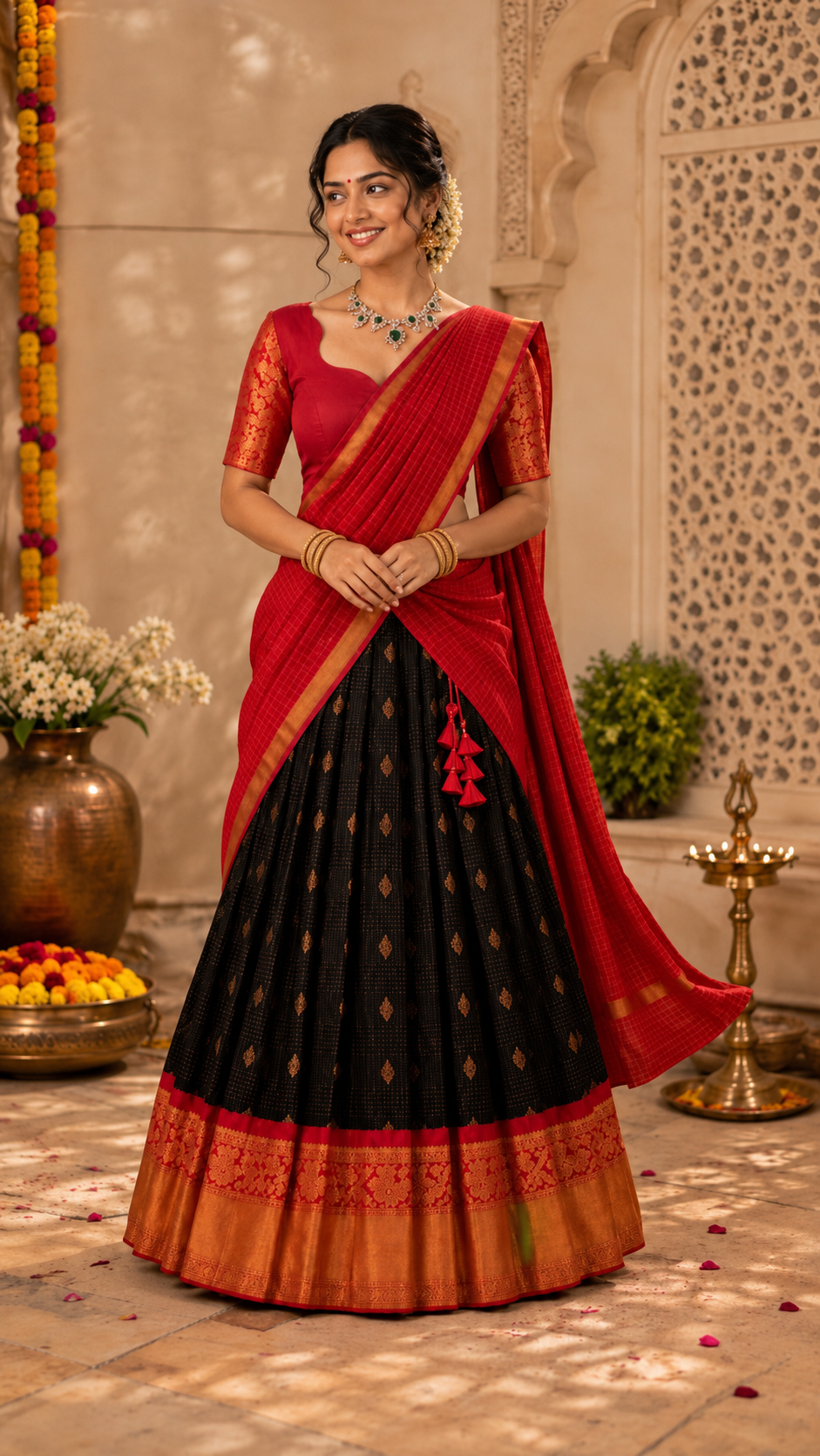 Navy Kuppadam Silk Langa Voni