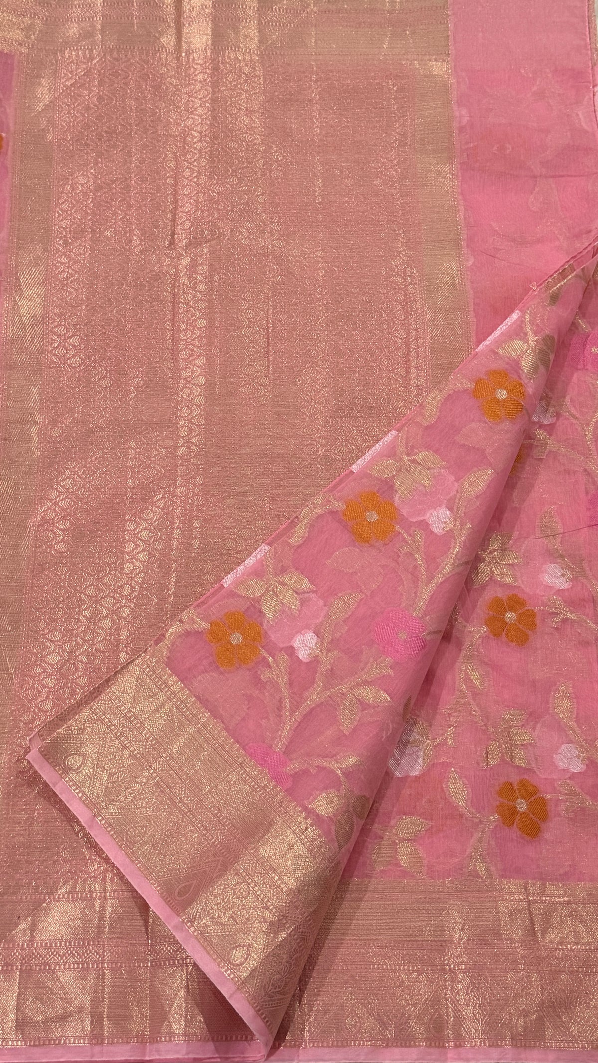 Pink chanderi Silk Saree