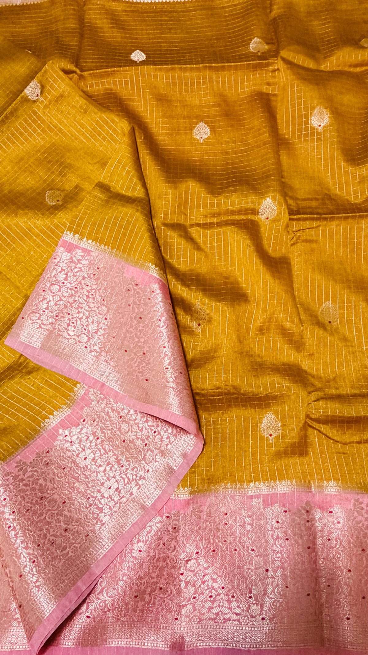 Mustard Viscose Beneras Silk Saree