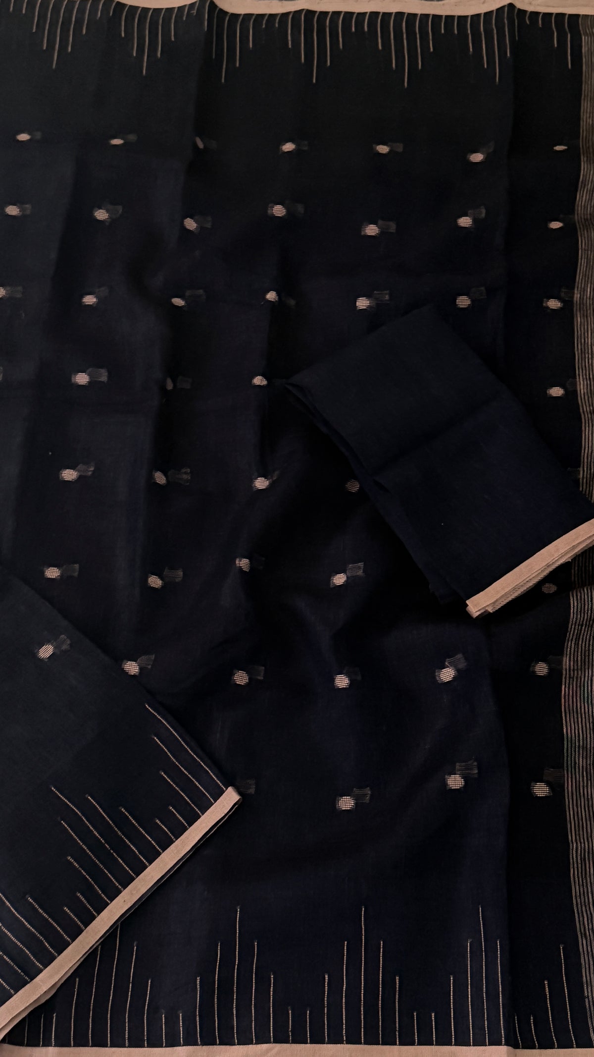 Navy Linen Saree
